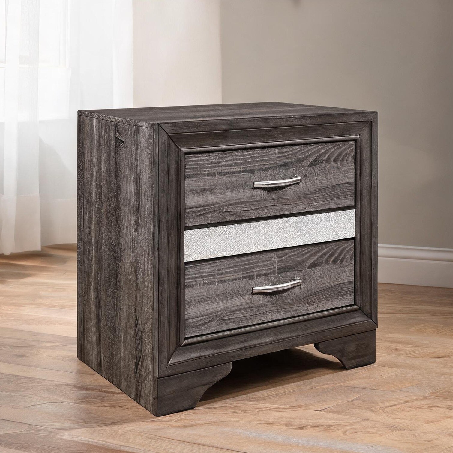 BBabe - Chrome Bar Pulls and Metal Frame Nightstand with As Pic
