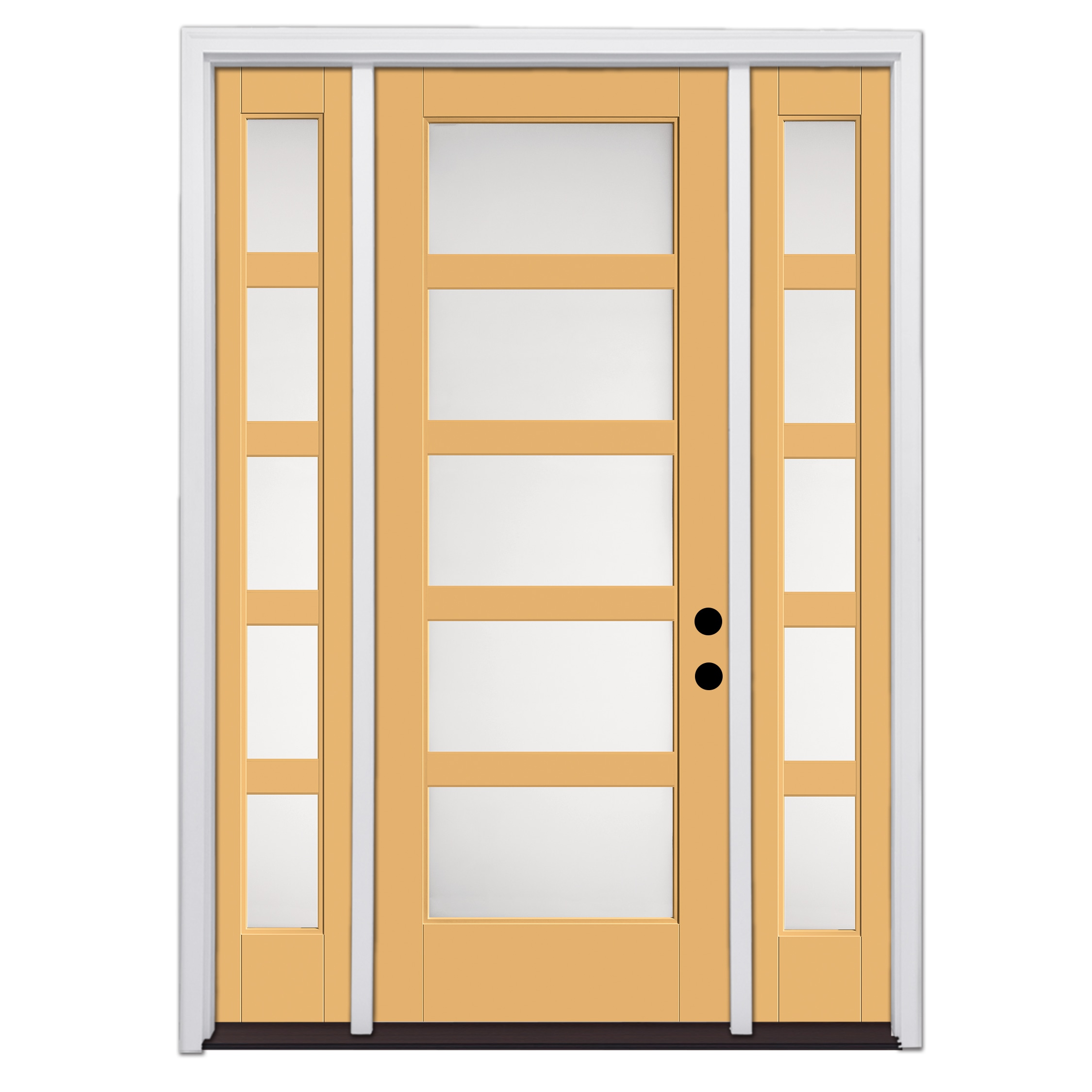 Therma-Tru Smooth Star Entry Door 64-in x 96-in x 4-9/16-in Fiberglass Left-hand inswing Golden Wheat Painted Prehung Residential Insulating core Front Door