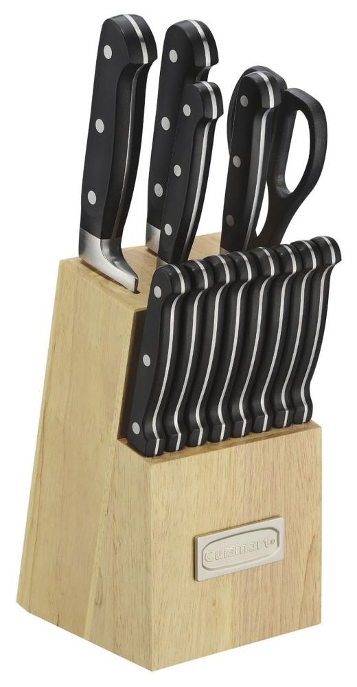 Classic 15-Piece Triple Rivet Cutlery Set with Grey Block, Cuisinart