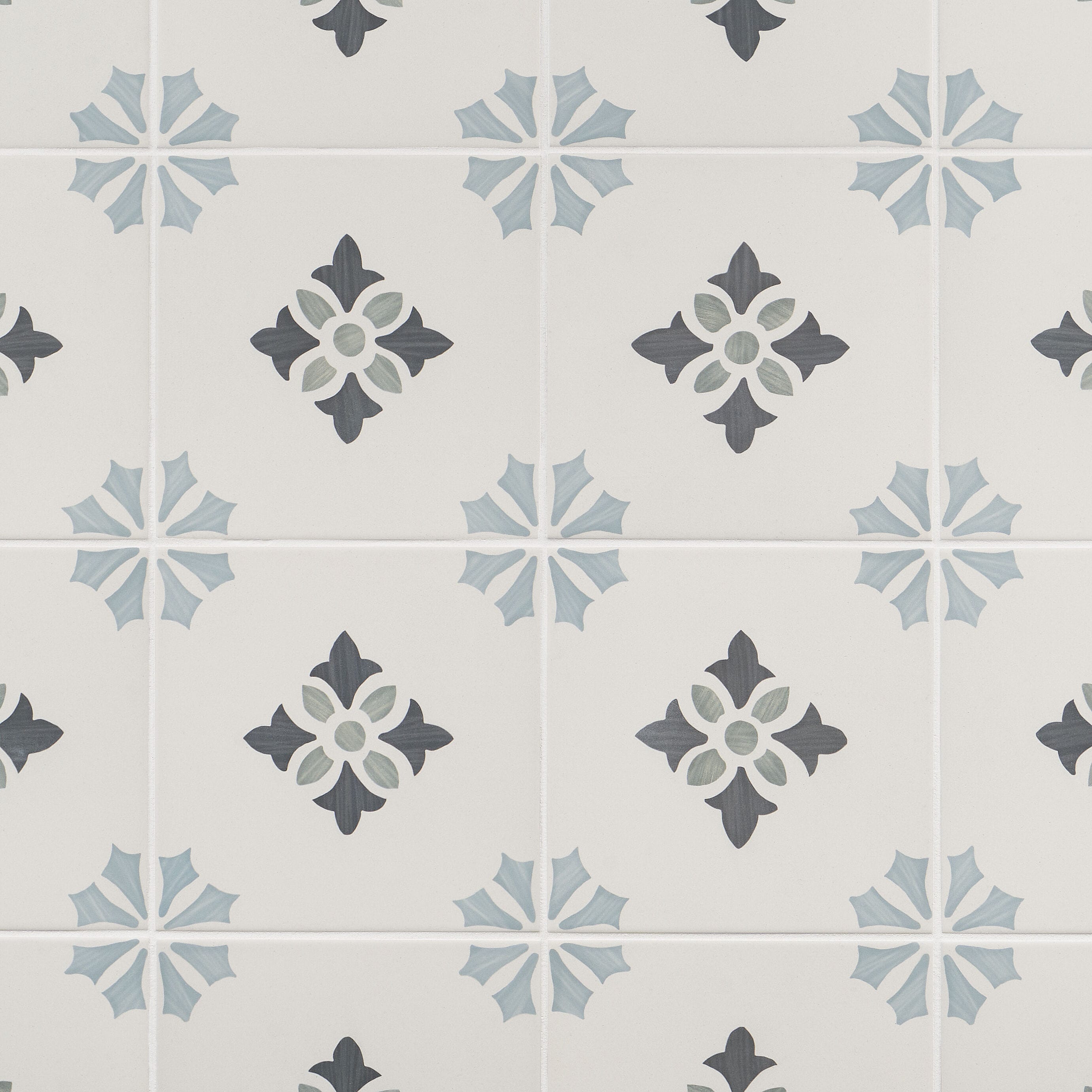 Artmore Tile EXT3RD109267 Agave Poppy Blue 8-in x 8-in Matte Porcelain Encaustic Floor and Wall Tile (6.99-sq. ft/ Carton)