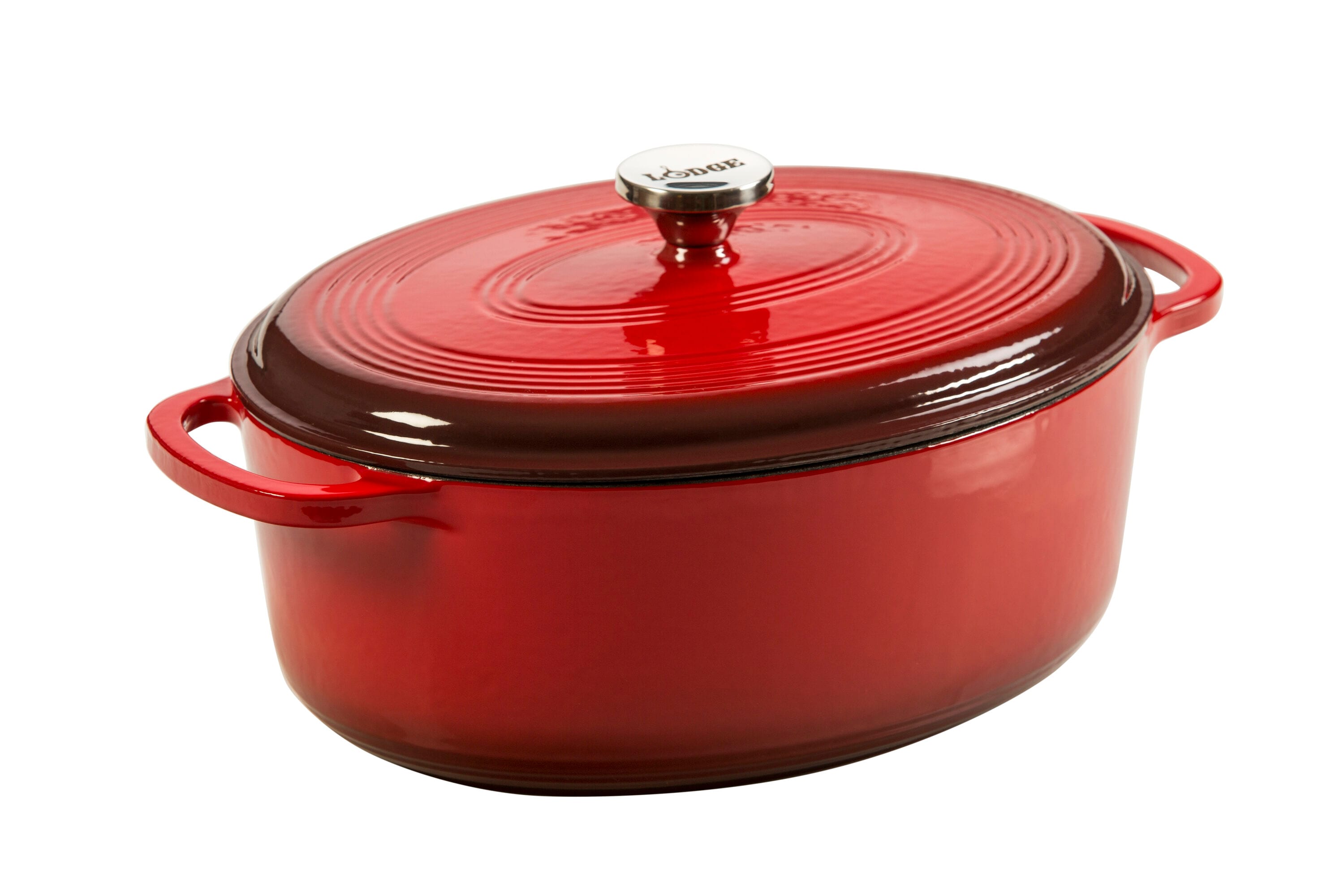 Lodge Cast Iron 7 Quart Oval Enameled Cast Iron Dutch Oven in Red - Ideal  for Slow-Roasting, Simmering, and Baking Bread in the Cooking Pots  department at