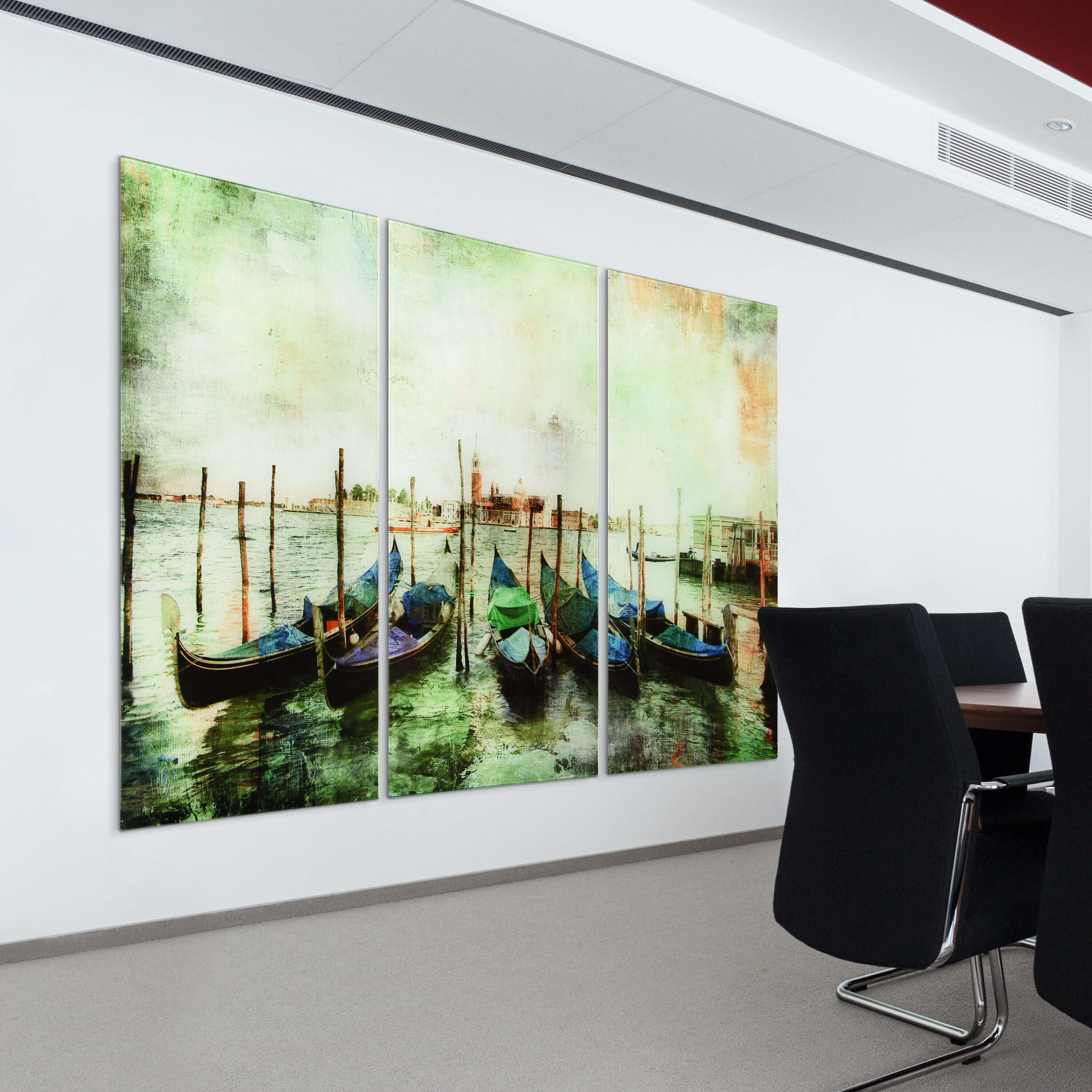 Venice Gondolas Colorful Acrylic Glass Triptych Art Print