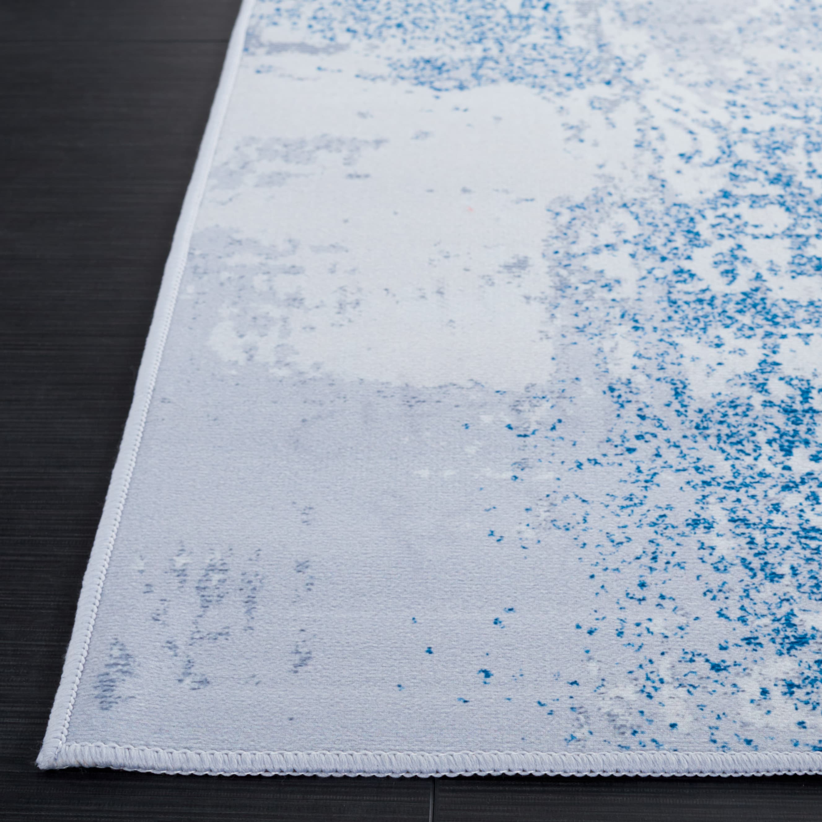 Tacoma Blue and Gray Abstract Washable Area Rug