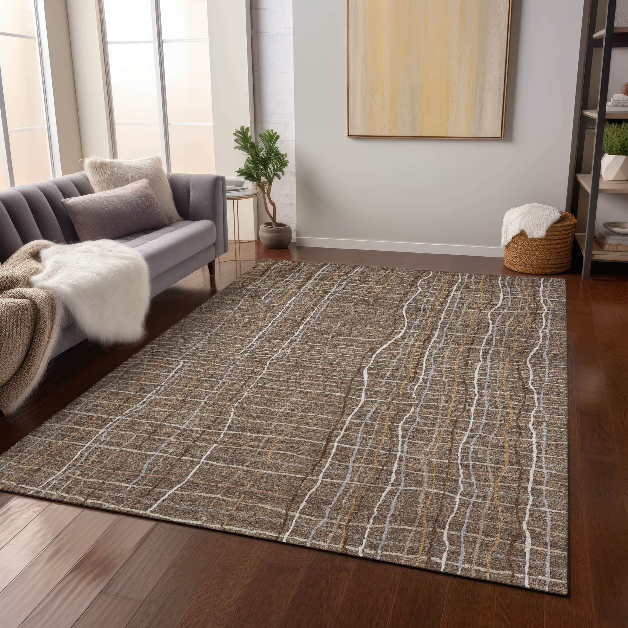 Addison Rugs ACN998TP5X8 Chantille ACN998TP 5 x 7 (ft) Polyester Taupe Rectangular Indoor/Outdoor Geometric Area rug