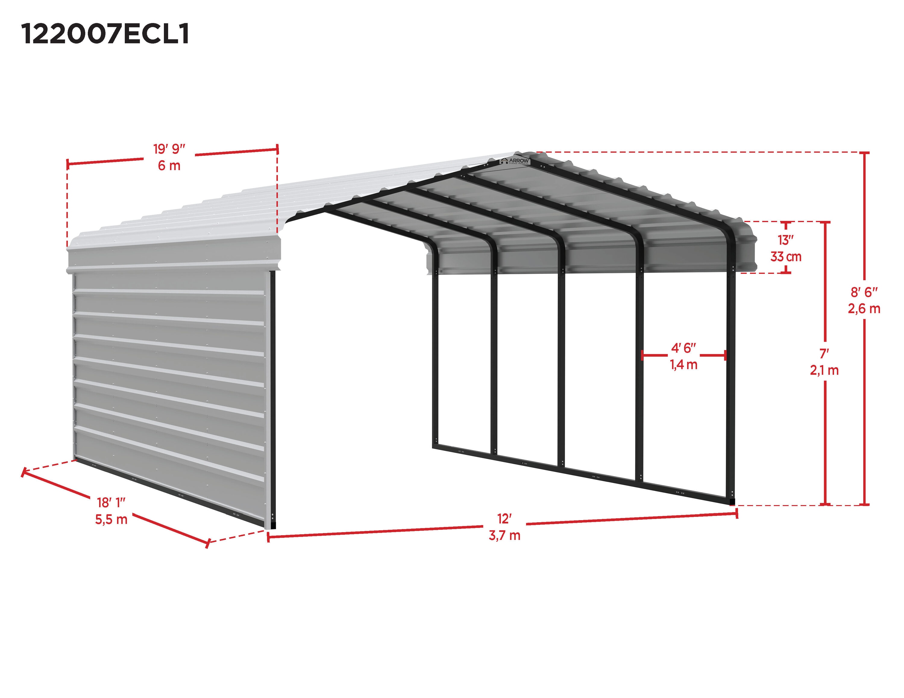 Arrow CPHC122007ECL1 Carport-Covers - View #2