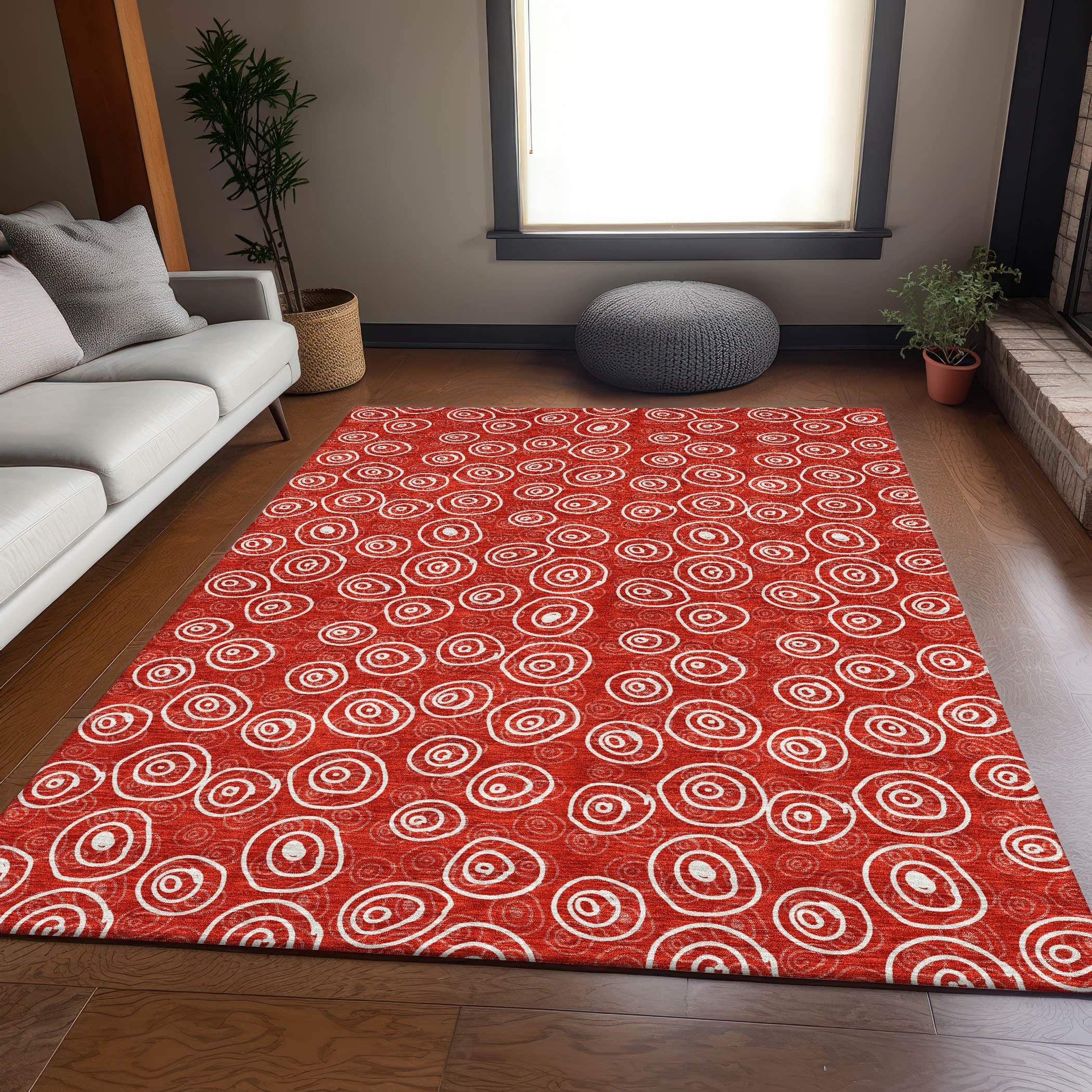 Addison Rugs ACN728RD10X14 Chantille ACN728RD 10 x 14 (ft) Polyester Red Rectangular Indoor/Outdoor Geometric Machine washable Area rug