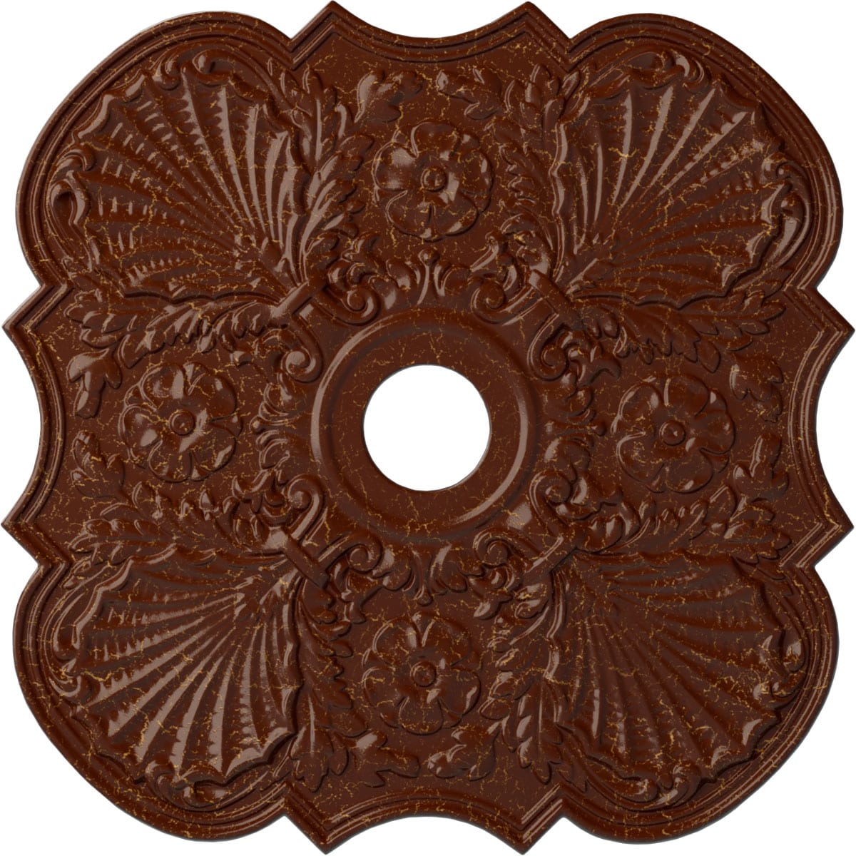 Ekena Millwork CM29FWBMC Flower 29-in W x 29-in L Painted Burnished Mahogany Crackle Polyurethane Whole Ceiling Medallion