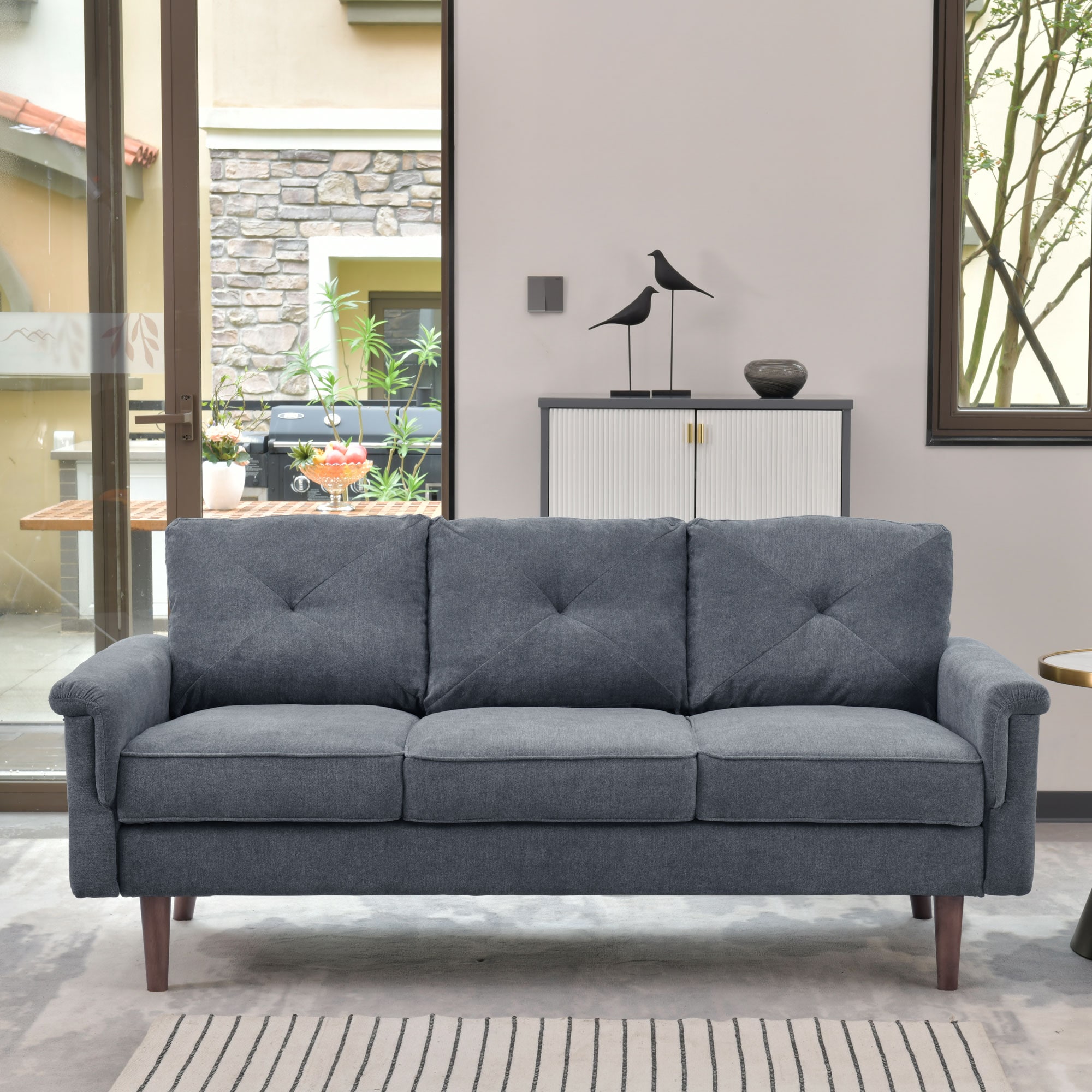 weaxty HMBNOP500 71.4-in Modern Gray 3 -seater Sofa