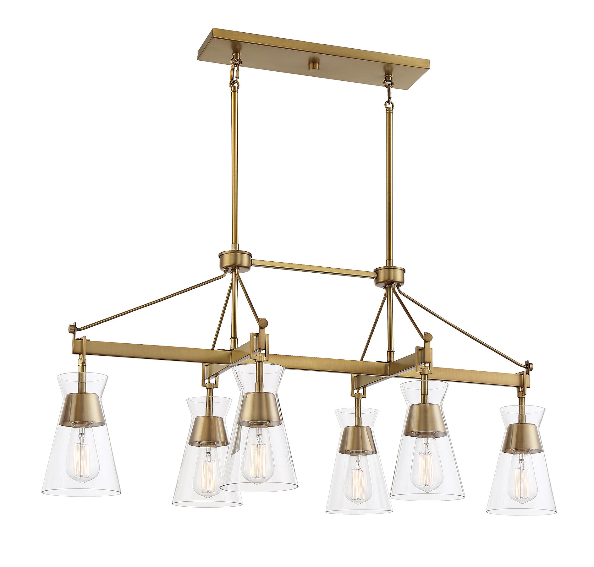 Lakewood Warm Brass 6-Light Mid-Century Modern Chandelier