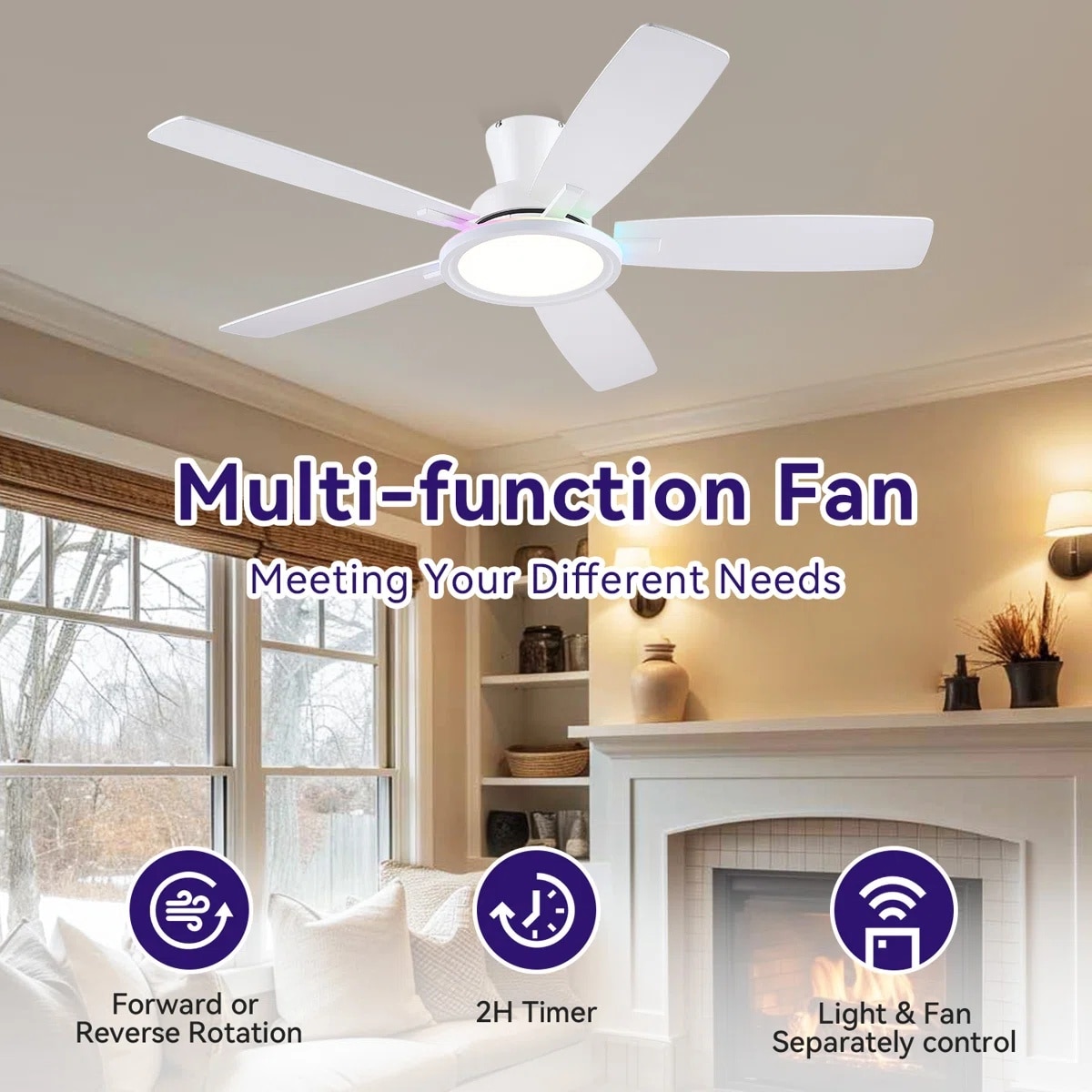 Kviflon LS8240-52WHRGB Ceiling-Fans - View #2