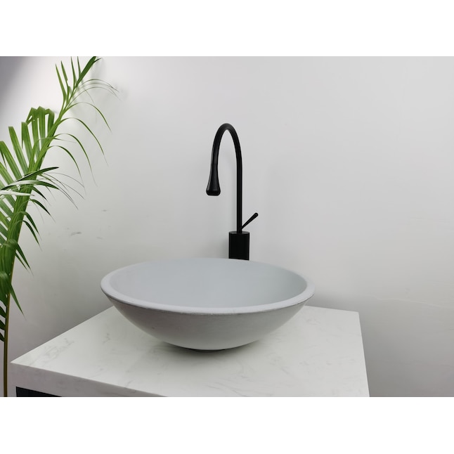 Kante Ctss04gy Natural Concrete Cement Vessel Round Modern Bathroom Sink 16 3 In X The Sinks Department At Com - Fiberglass Vintage Bathroom Sink Repair
