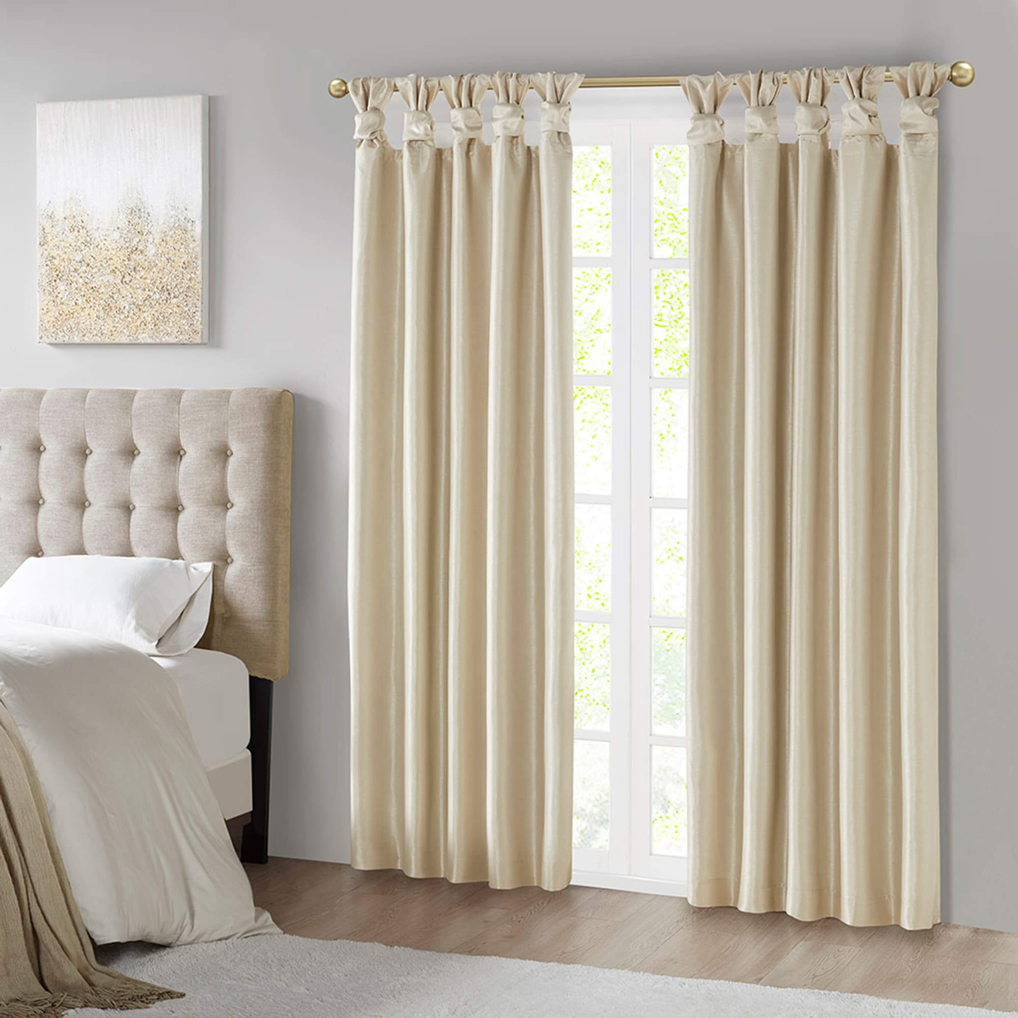 Champagne Faux Silk Blackout Tab Top Window Panel