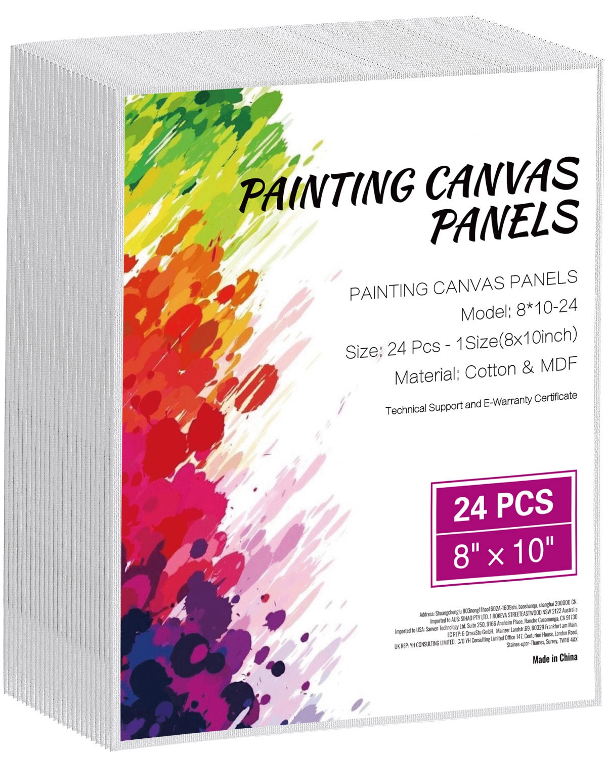 VEVOR HHFB810INCH2WR3BFV0 Canvas Boards for Painting 8 x 10 Inch White Canvases for Painting 24 Pack Painting Canvas Panels for Sketching Acrylic and Oil Painting Watercolor Paint Canvas for Kids and Professionals