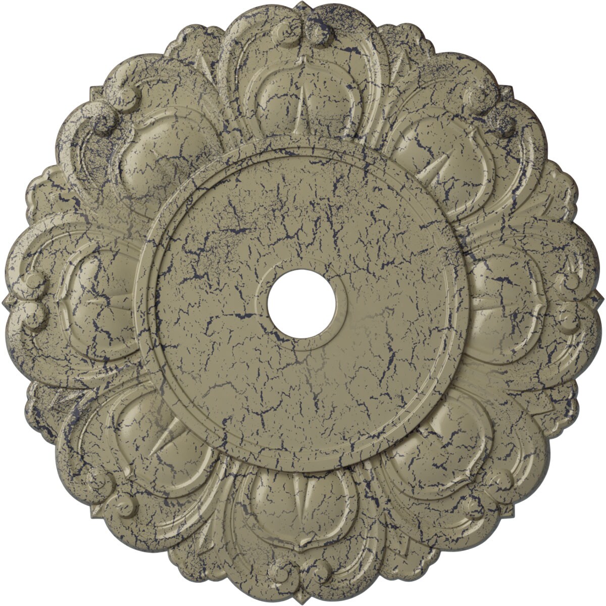Ekena Millwork CM32ANCSC Angel 32.25-in W x 32.25-in L Painted Castle Stone Crackle Polyurethane Whole Ceiling Medallion