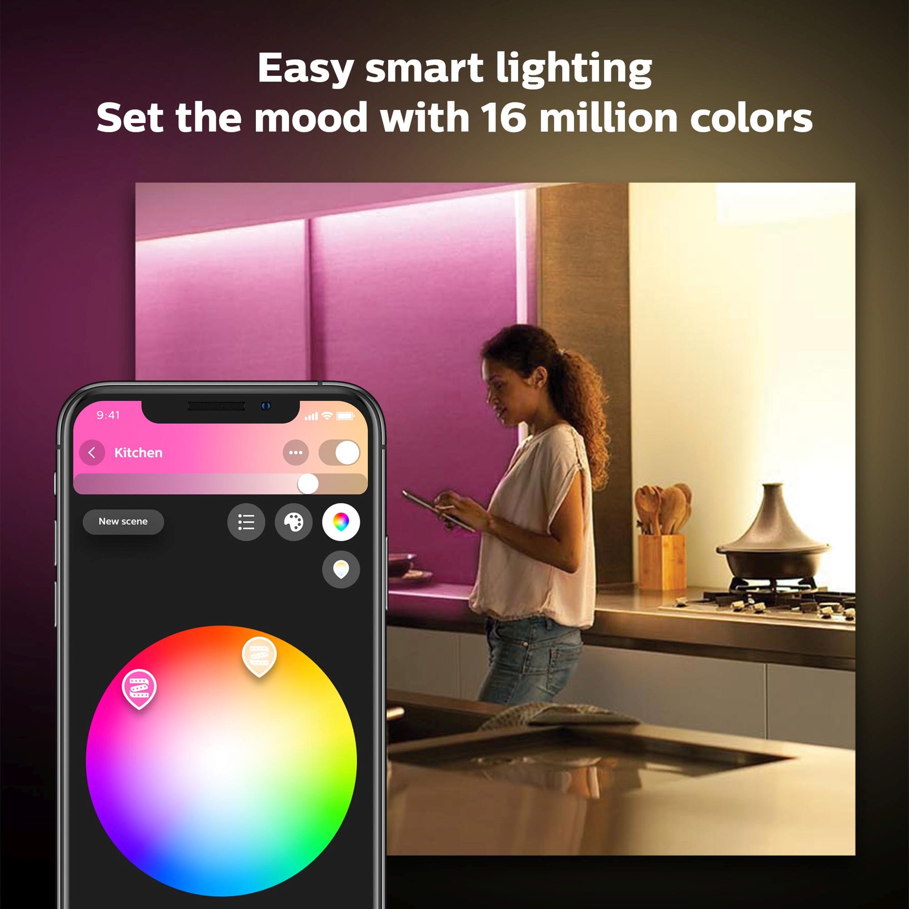 Philips Hue Base 80-in Smart Plug-in LED Under Cabinet Strip Light in the Under Cabinet Lights department at Lowes.com