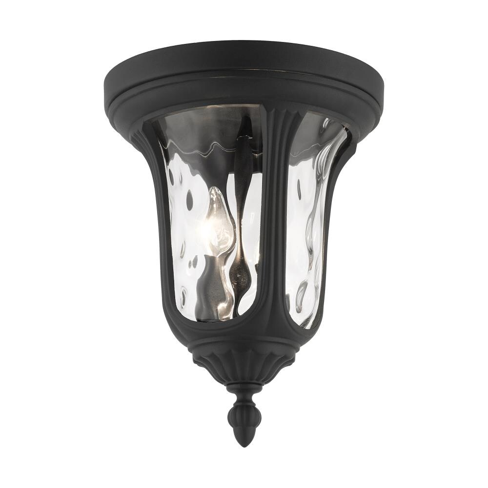 Elegant Oxford Hand-Blown Clear Water Glass 2-Light LED Flush Mount in Textured Black