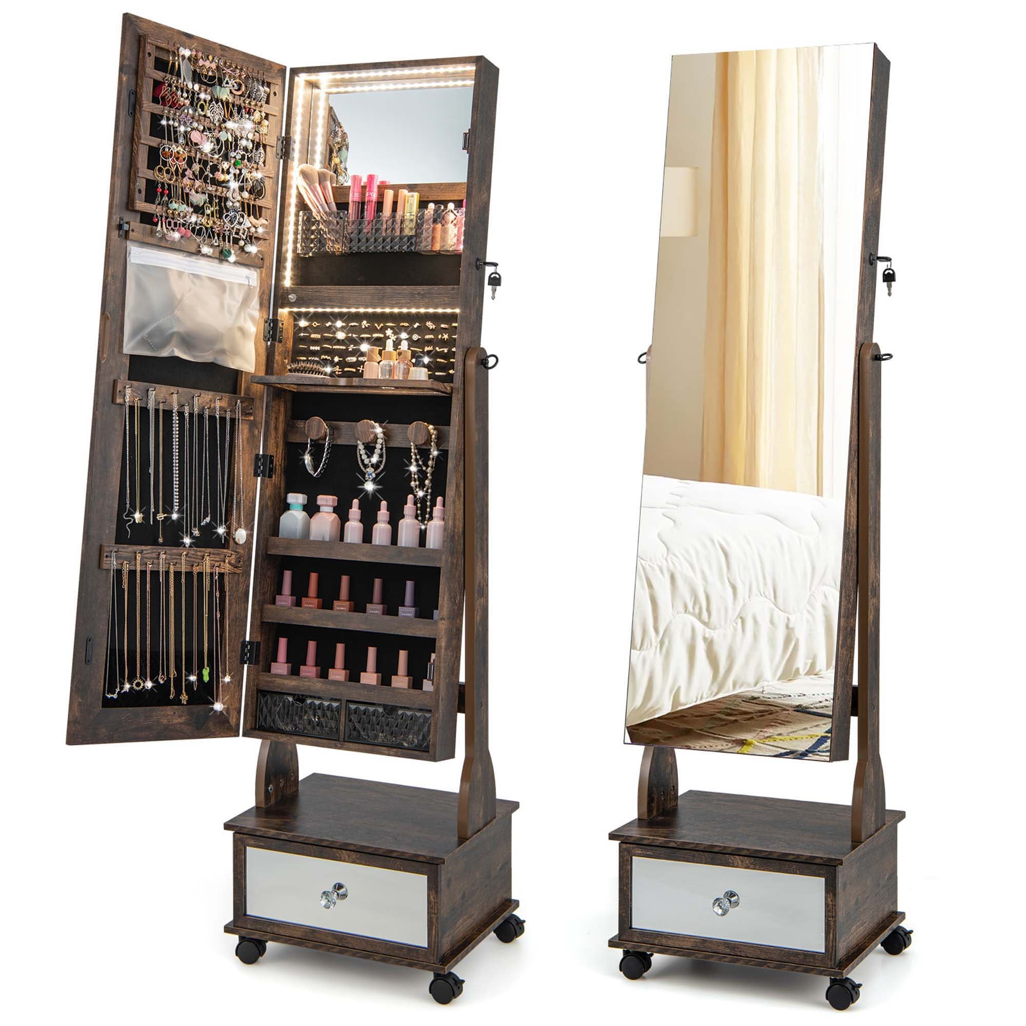 Goplus LWS00468 Coffee Jewelry Armoire