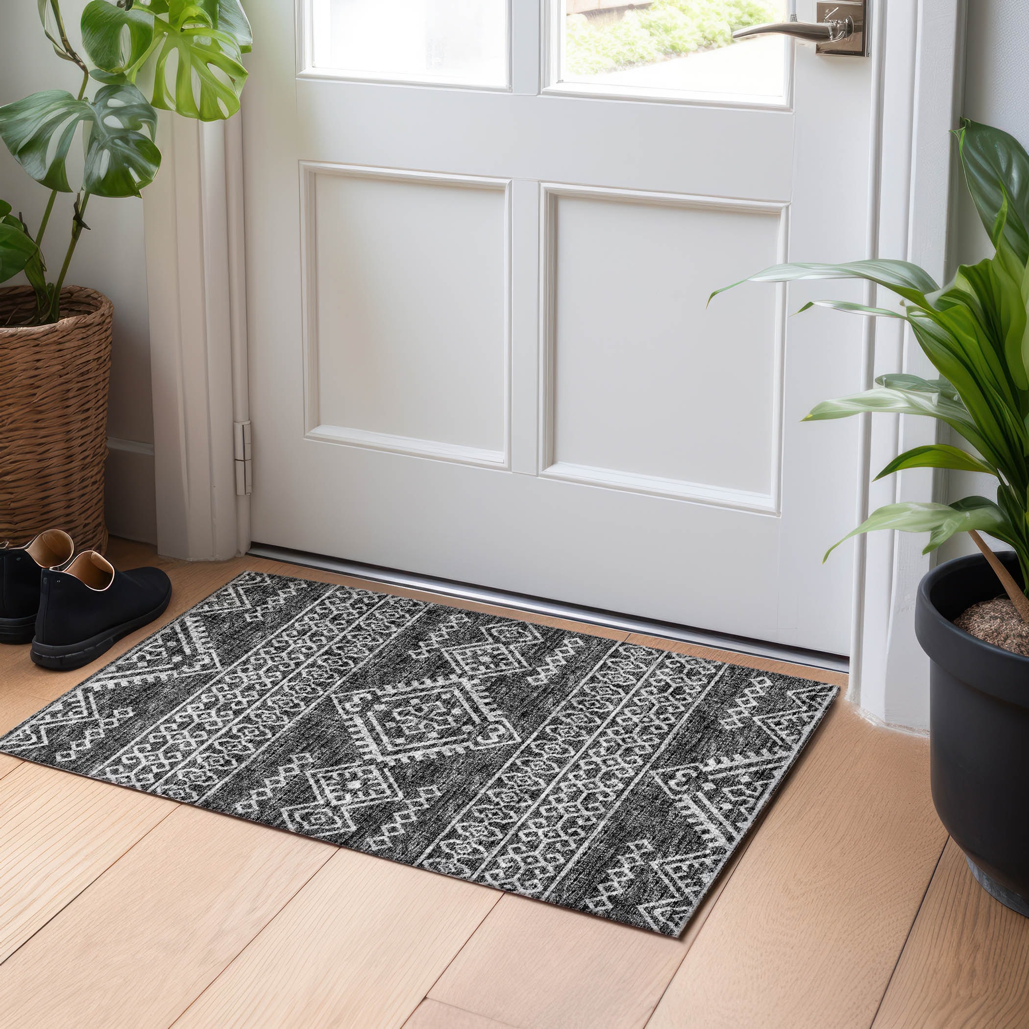 Addison Rugs AMF120GR20X30 Mayfield AMF120GR 2 x 3 (ft) Loomed Polyester Gray Rectangular Indoor Geometric Machine washable Area rug