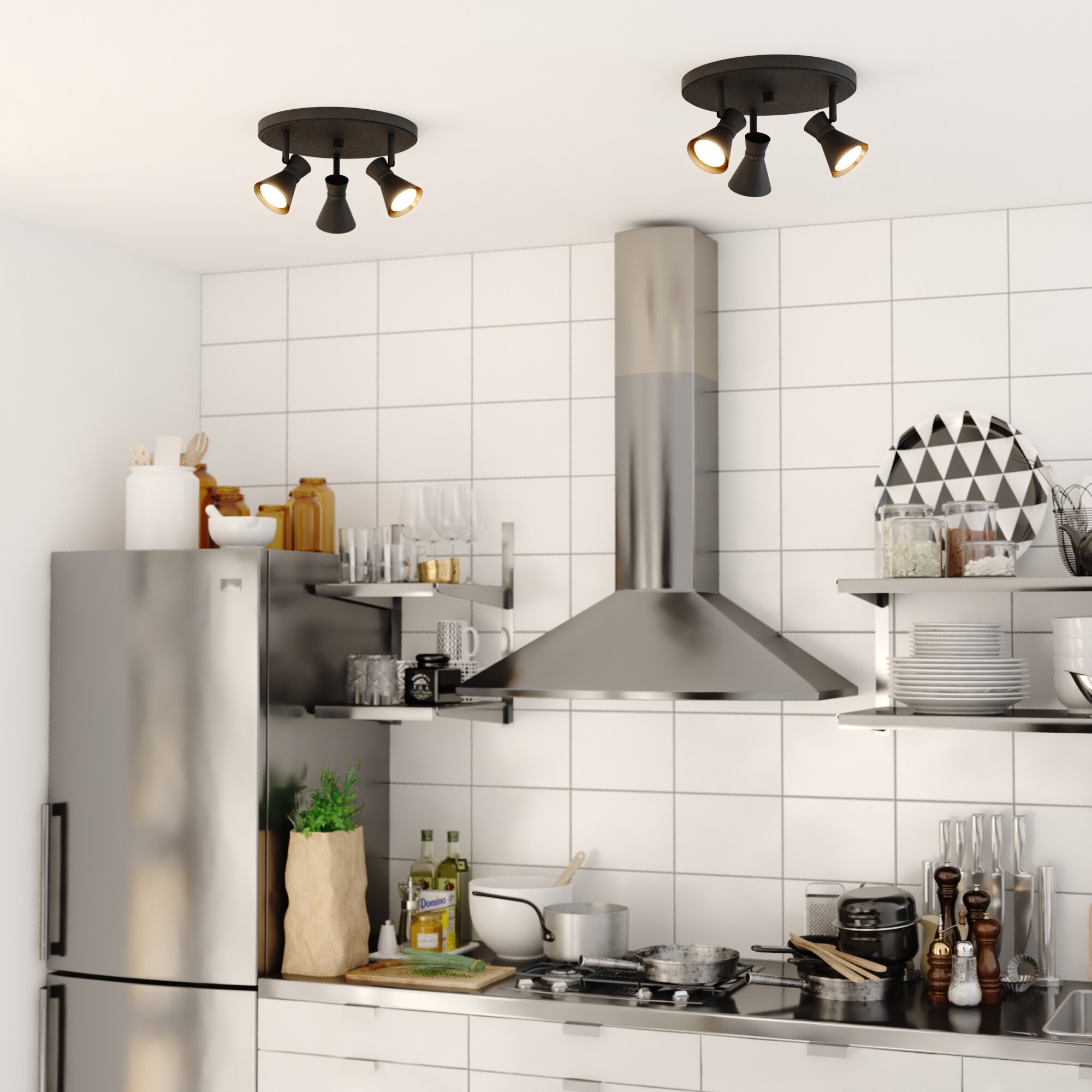 Alto 3-Light Matte Black and Brass LED Ceiling Fixture