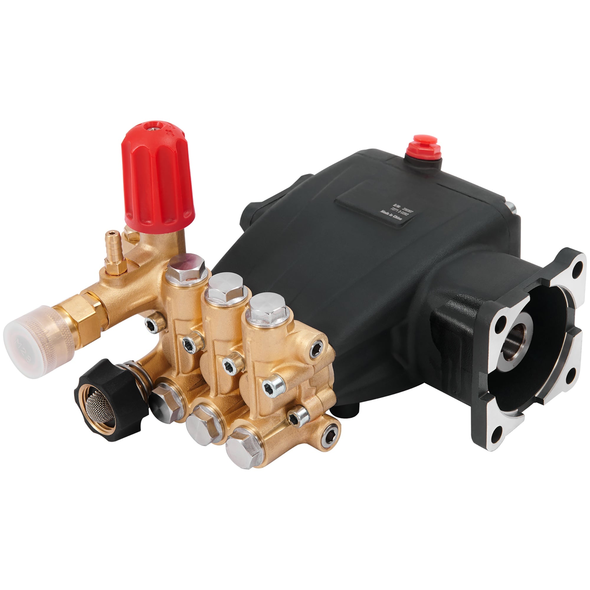 Numhew - 3.4in Shaft Horizontal Triplex Plunger 3700PSI 2.5GPM Brass Finish Pressure Washer Pump