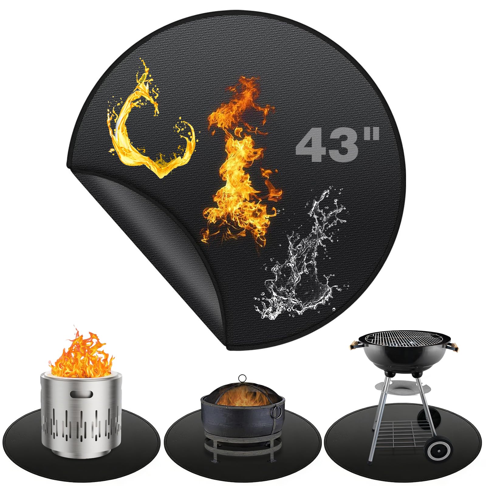 Justincity 43-Inch Round Fire Pit Mat for Solo Stove Bonfire Fireproof ...
