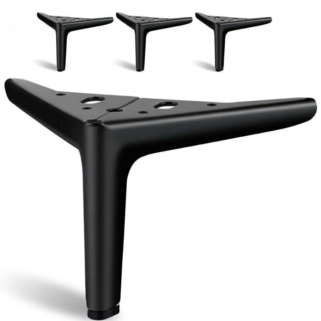 Aoibox  5 in Triangle Metal Furniture Legs Set of 4 with Mounting Hardware Black Matte Finish Heavy Duty Unit
