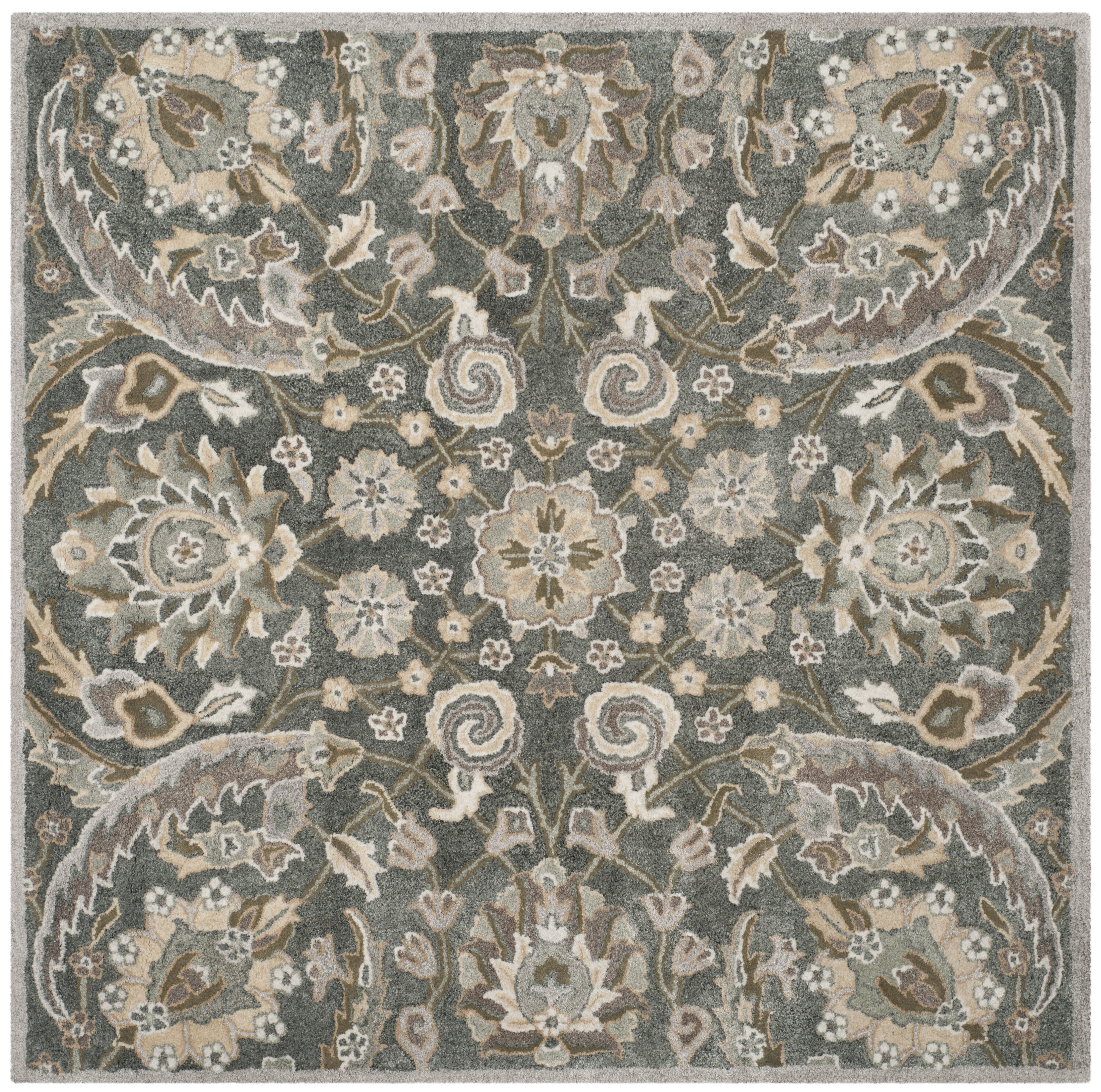 Bella Grey and Multi 5' x 5' Square Hand-Tufted Wool Rug