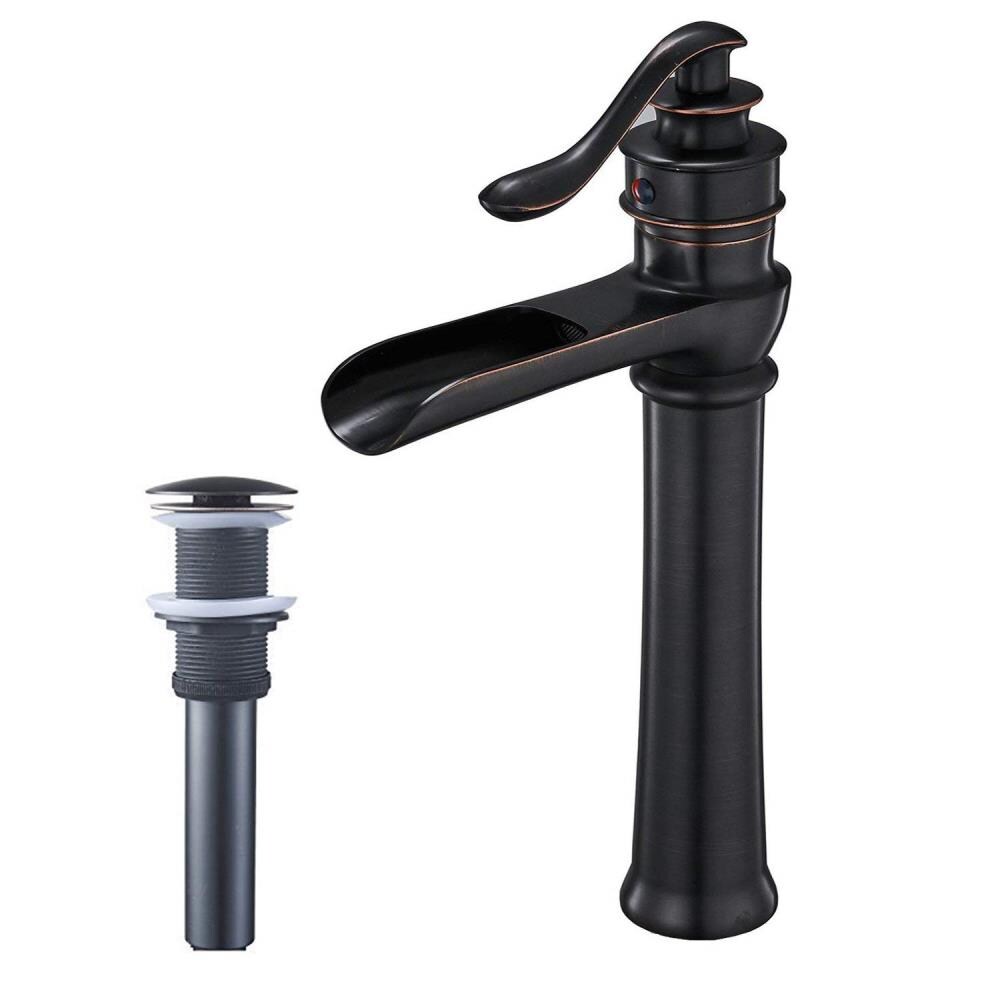 KINWELL Oil Rubbed Bronze 1-Handle 4-in Centerset Bathroom Sink Faucet with Drain