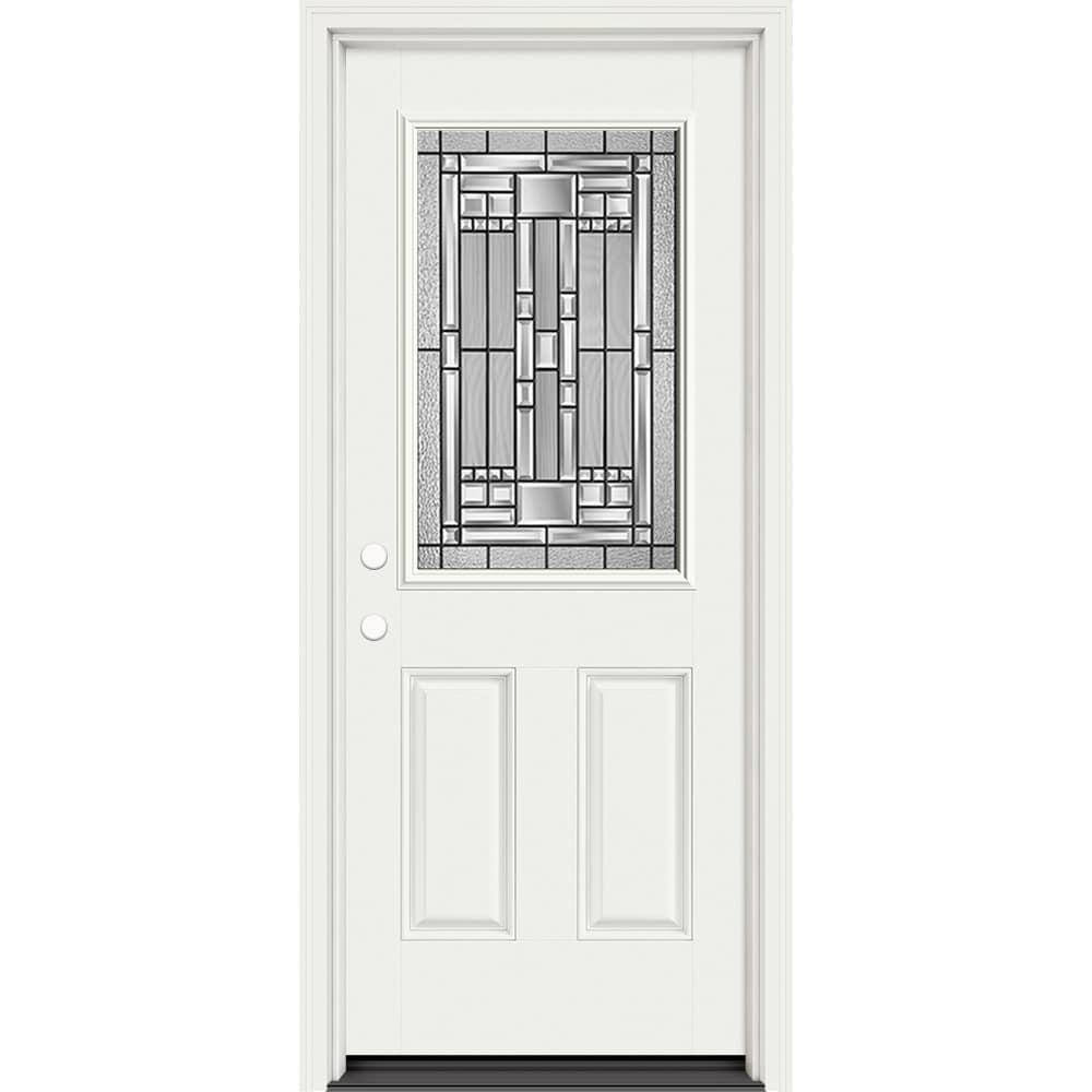 Masonite - M-Protect 32-in x 79-in x 4-9/16-in Fiberglass Right-hand inswing Arctic White Painted...