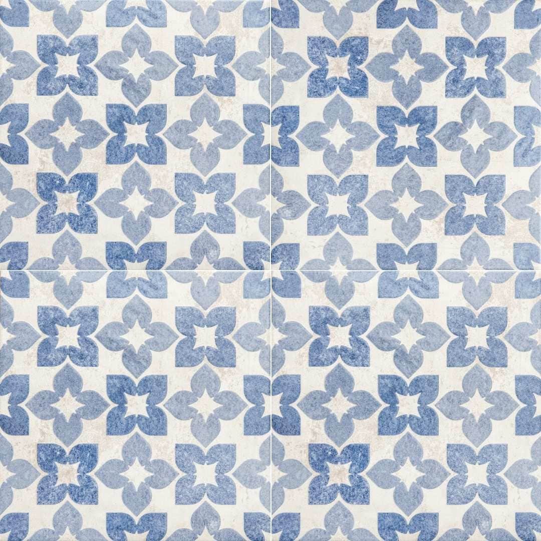 The Tile Life - Sample - Phlox Blue 8-in x 8-in Satin Porcelain Patterned Floor and Wall Tile
