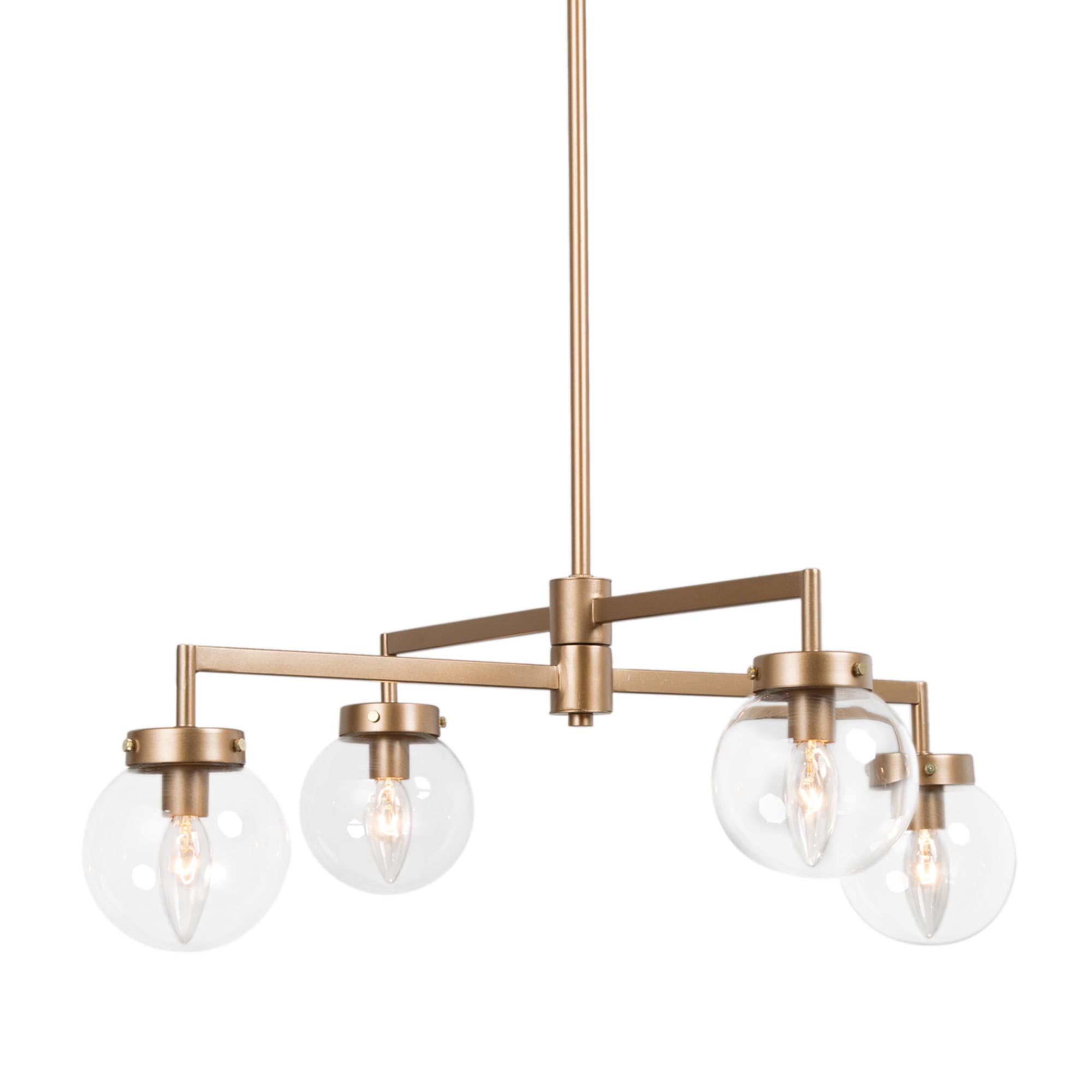 LNC Ellan 4-Light Large Gold and Clear Glass Globe Modern/Contemporary ...