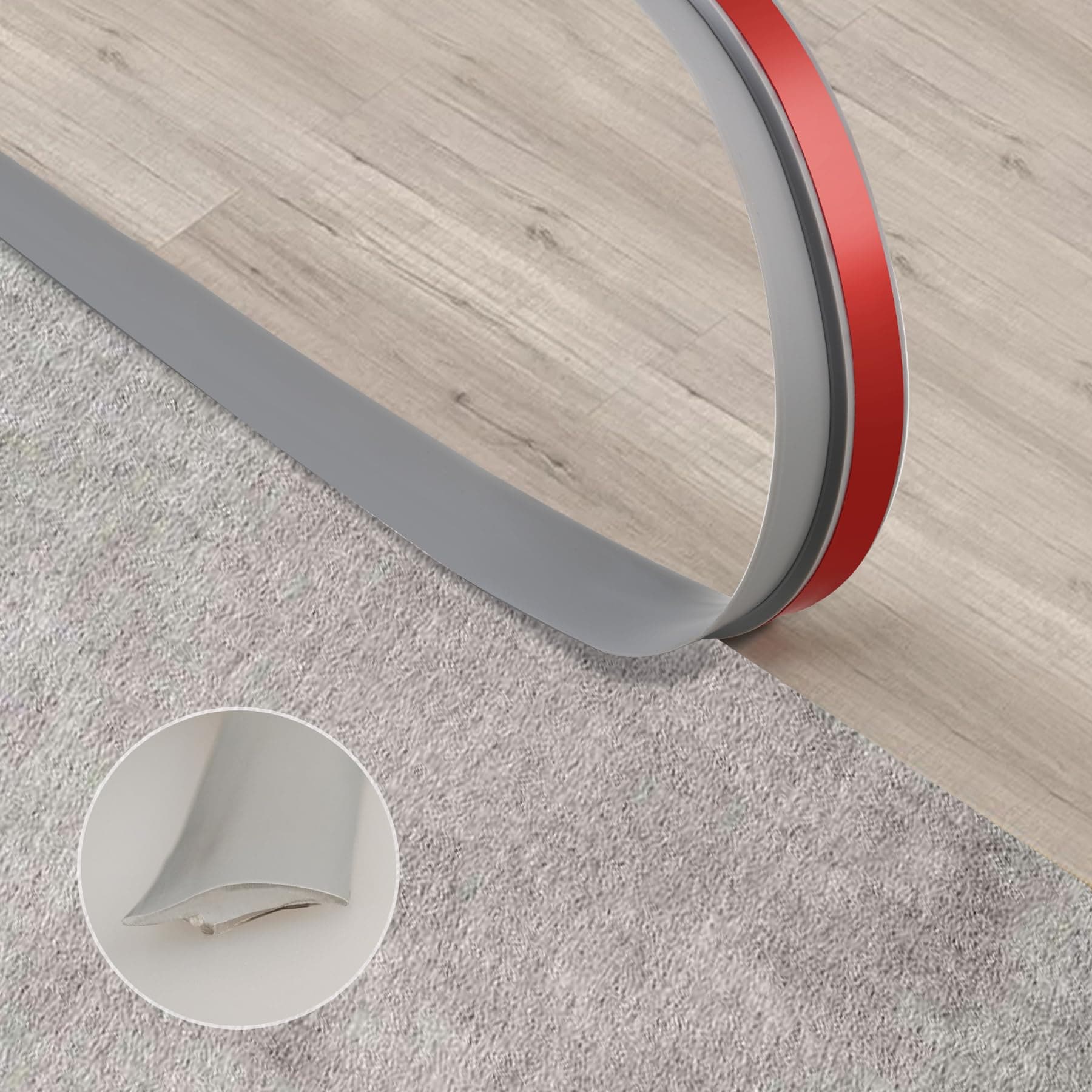 LAIFUCAM  Carpet to Tile Floor Transition Strip Grey Self Adhesive Threshold Edging Trim Length Five M Cover Thickness Within Five Mm