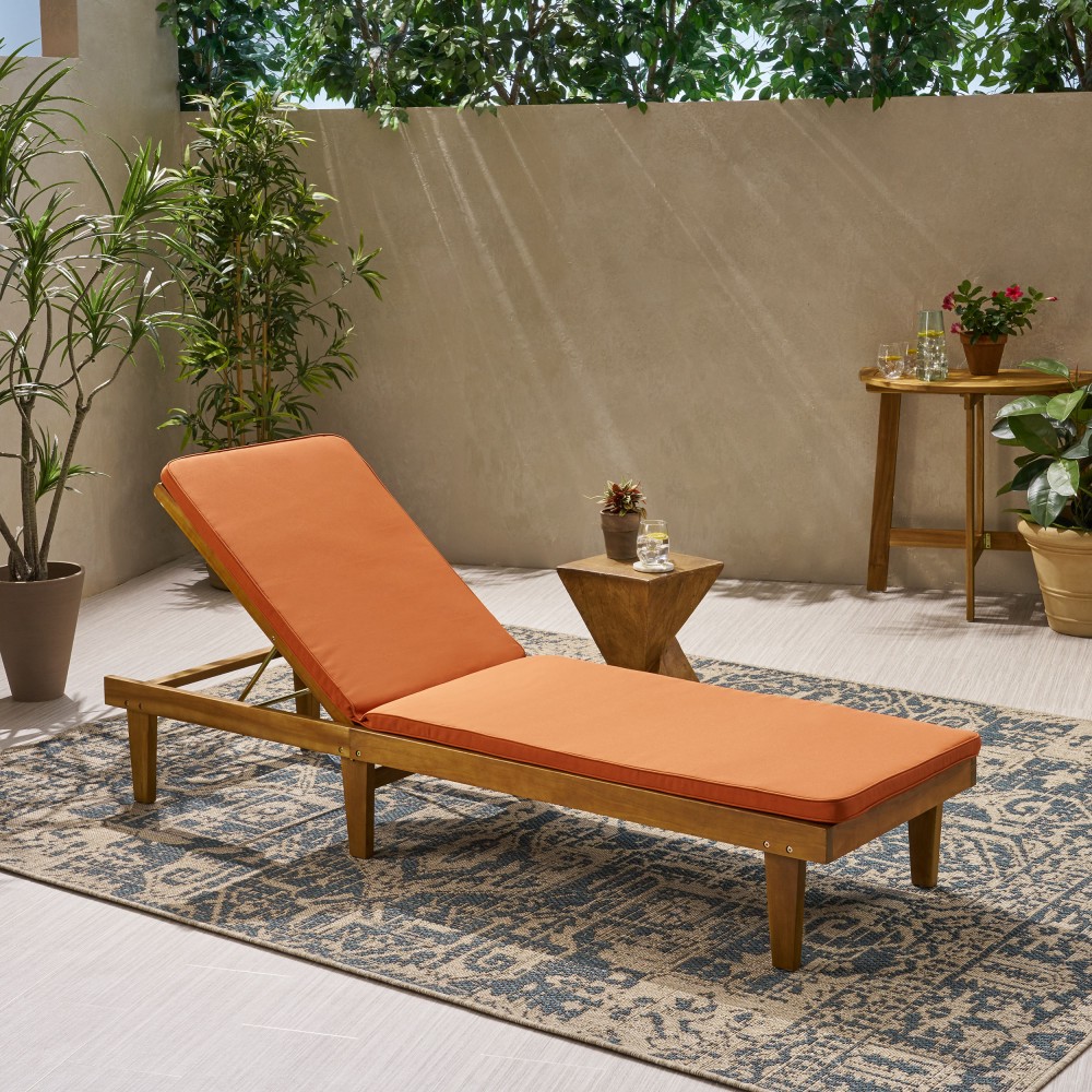 AAZJ JPN-63493ORG Chaise Lounge Cushion 78.75-in x 23.75-in Orange Patio chaise lounge chair cushion