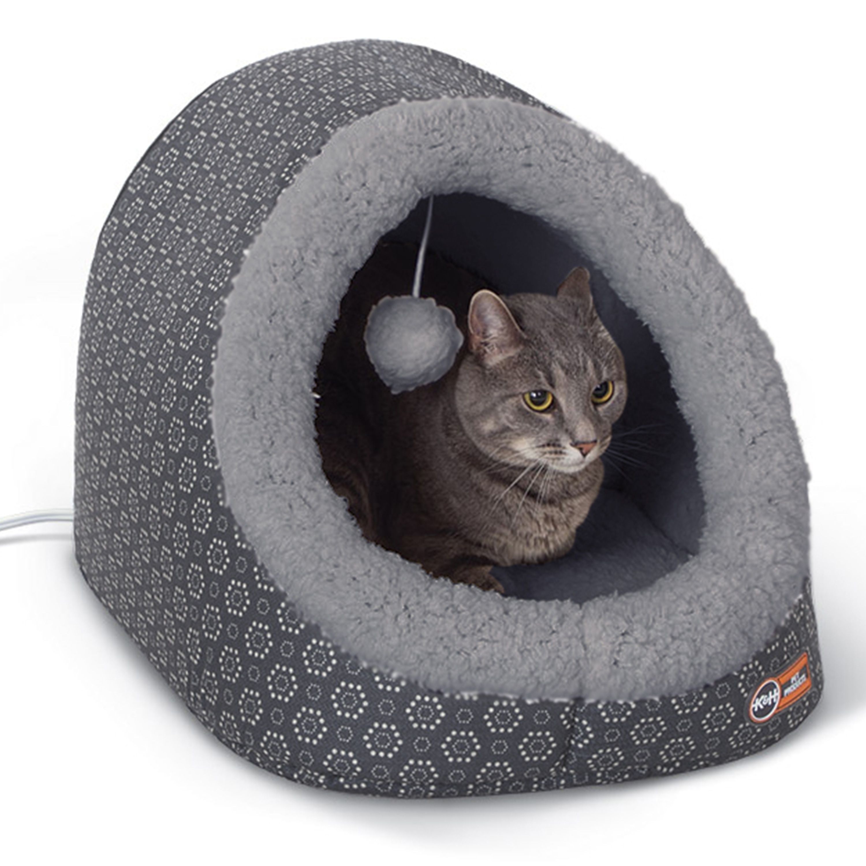 Rectangular Gray Polyester Enclosed Cat Bed ( Small )