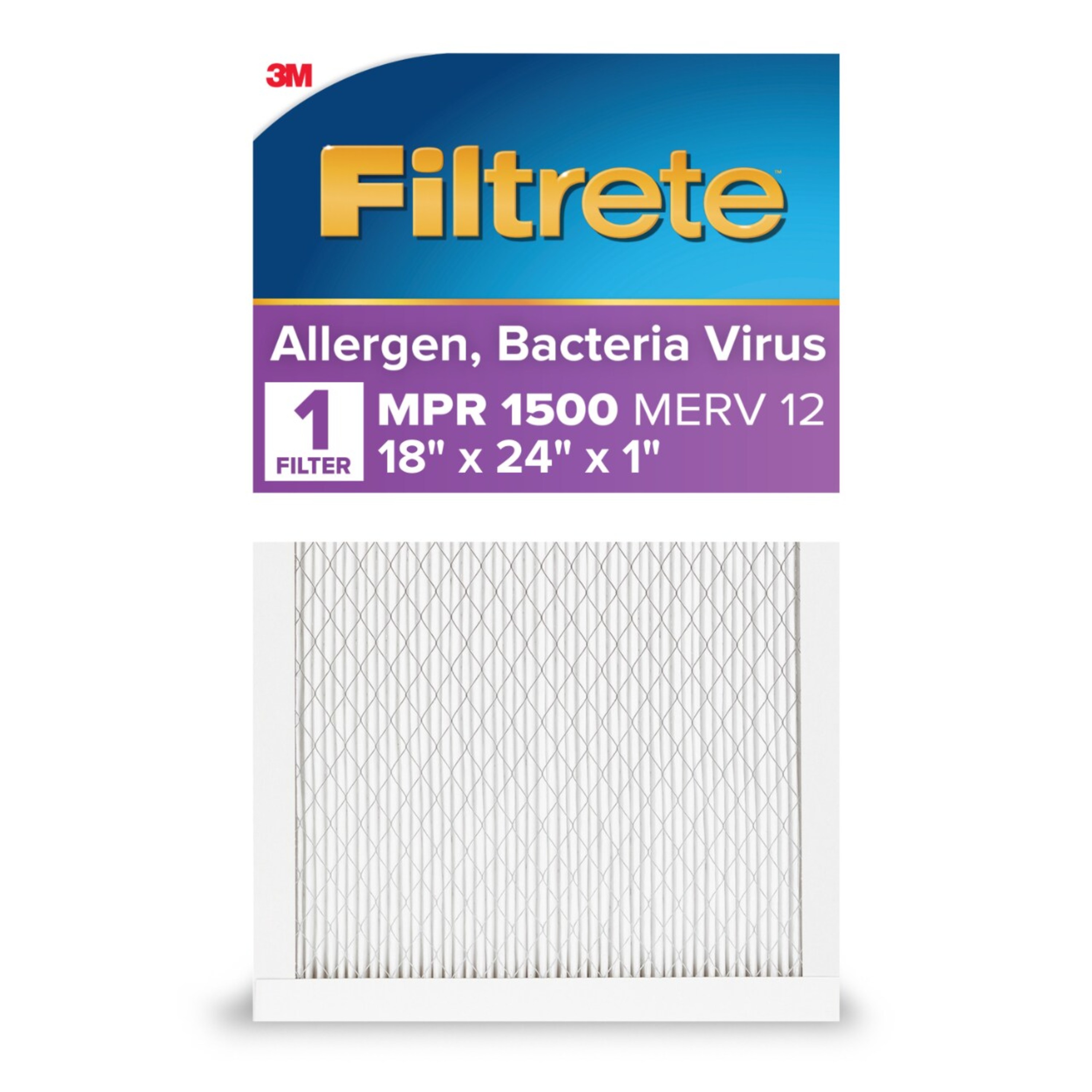 Filtrete 2021DC-9 18 x 24 x 1 MERV 12.0 1500 MPR Allergen, Bacteria and Virus Electrostatic pleated Air Filter