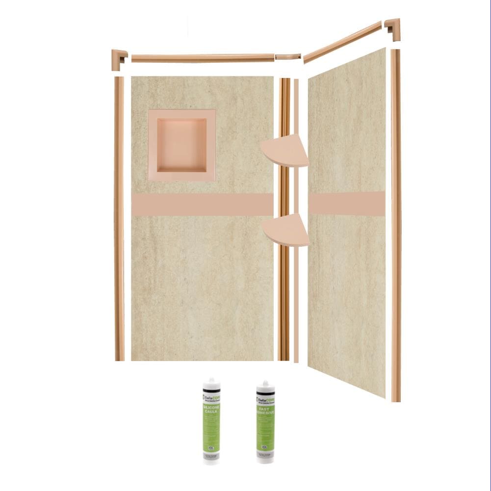 Bella CORE BSPBDSKT48102 Baja Sand 48-in W x 48-in D x 96-in H Baja Sand 2-Piece Glue Up Shower Panel Kit
