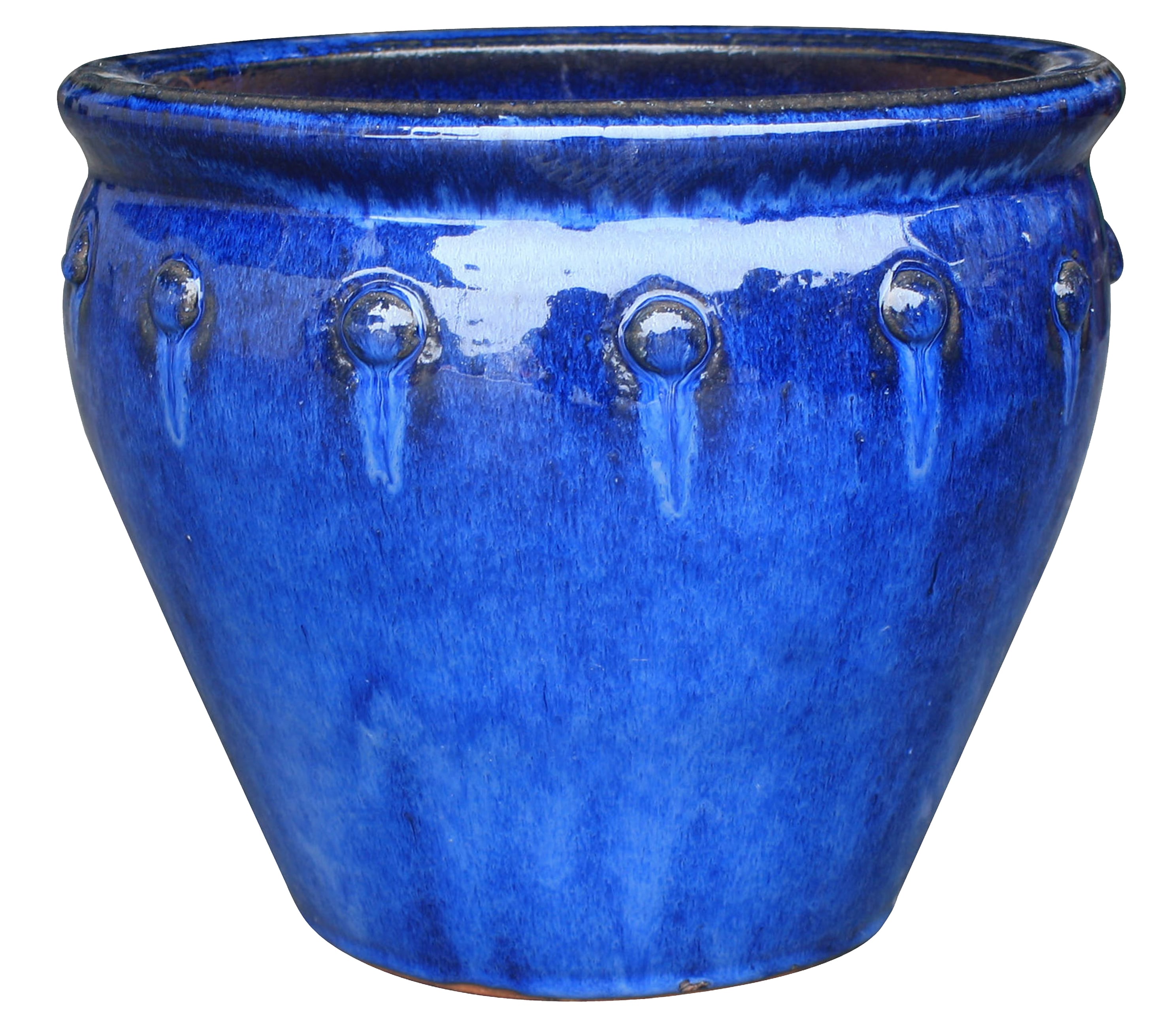 allen + roth 15.6-in W x Blue Ceramic Planter in the Pots & Planters department at Lowes.com
