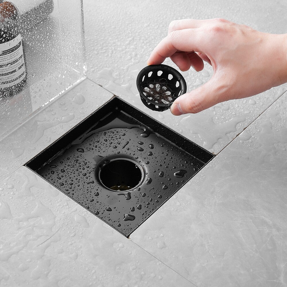 BWE 6 In. Square Stainless Steel Shower Drain with Slot Pattern Drain ...