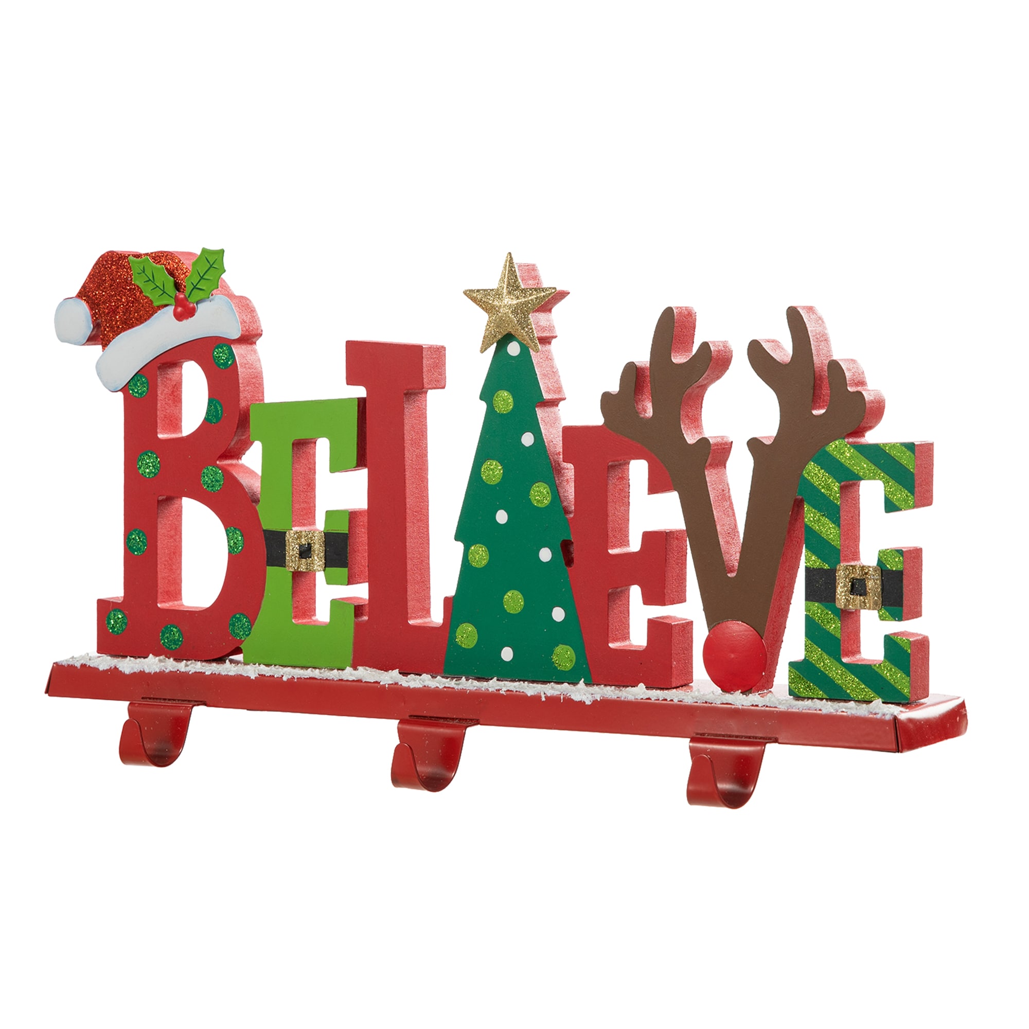 Glitzhome 2005000071 Decorative Wood Stocking holder