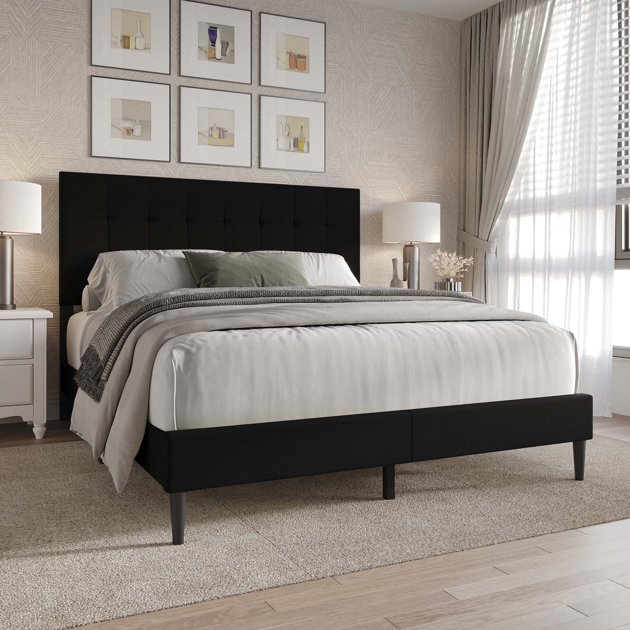 CasePiece C8257TPL-BK-LN Black Twin Wood Platform Bed