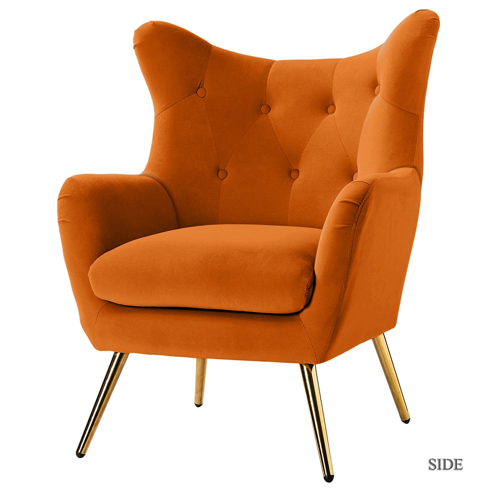 14 Karat Home CHDT0103-ORANGE Modern ORANGE Velvet Accent Chair