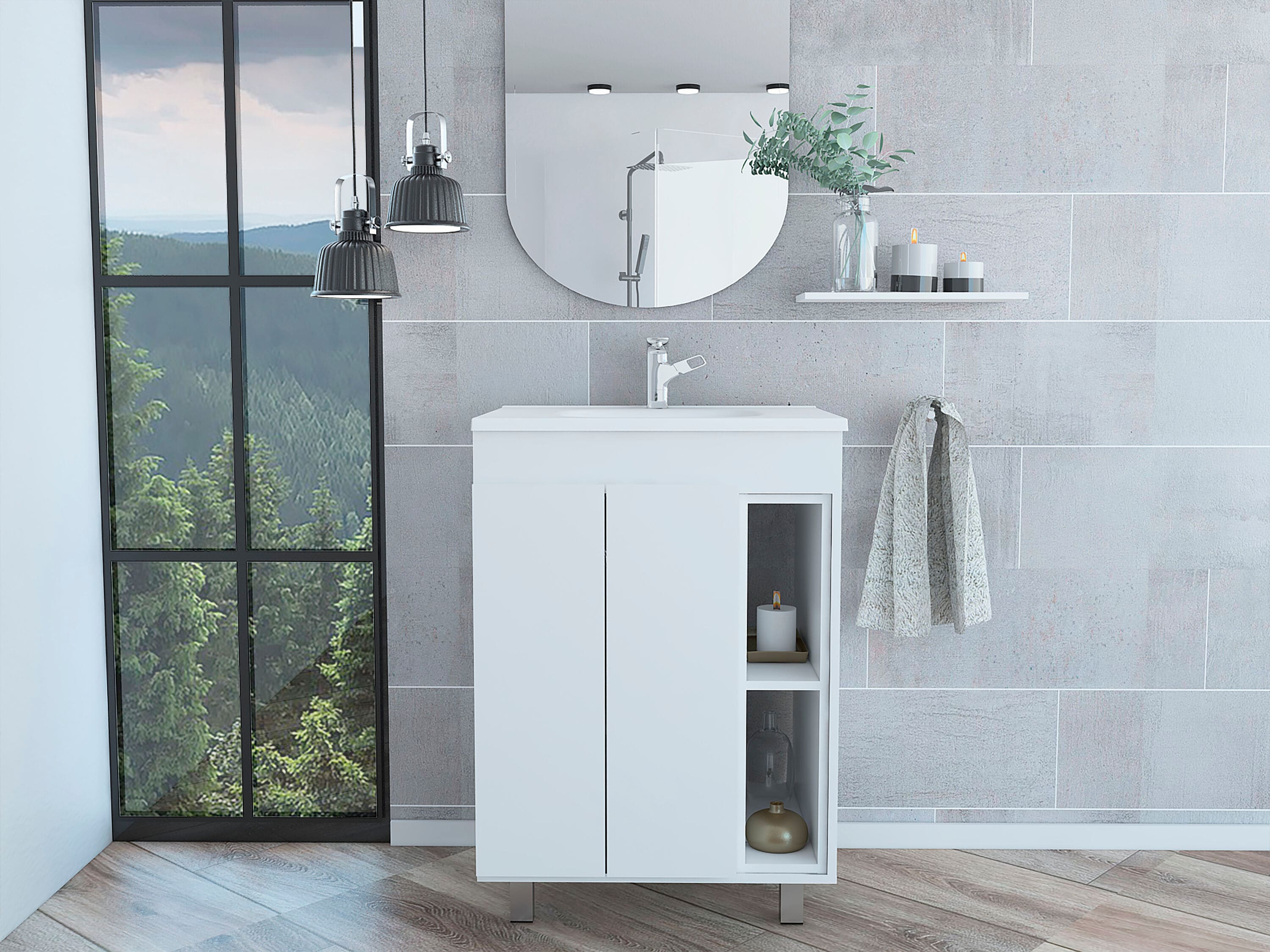 Lirago 1 Pack Moisture Resistant Composite Wood Bathroom Vanity Combo ...