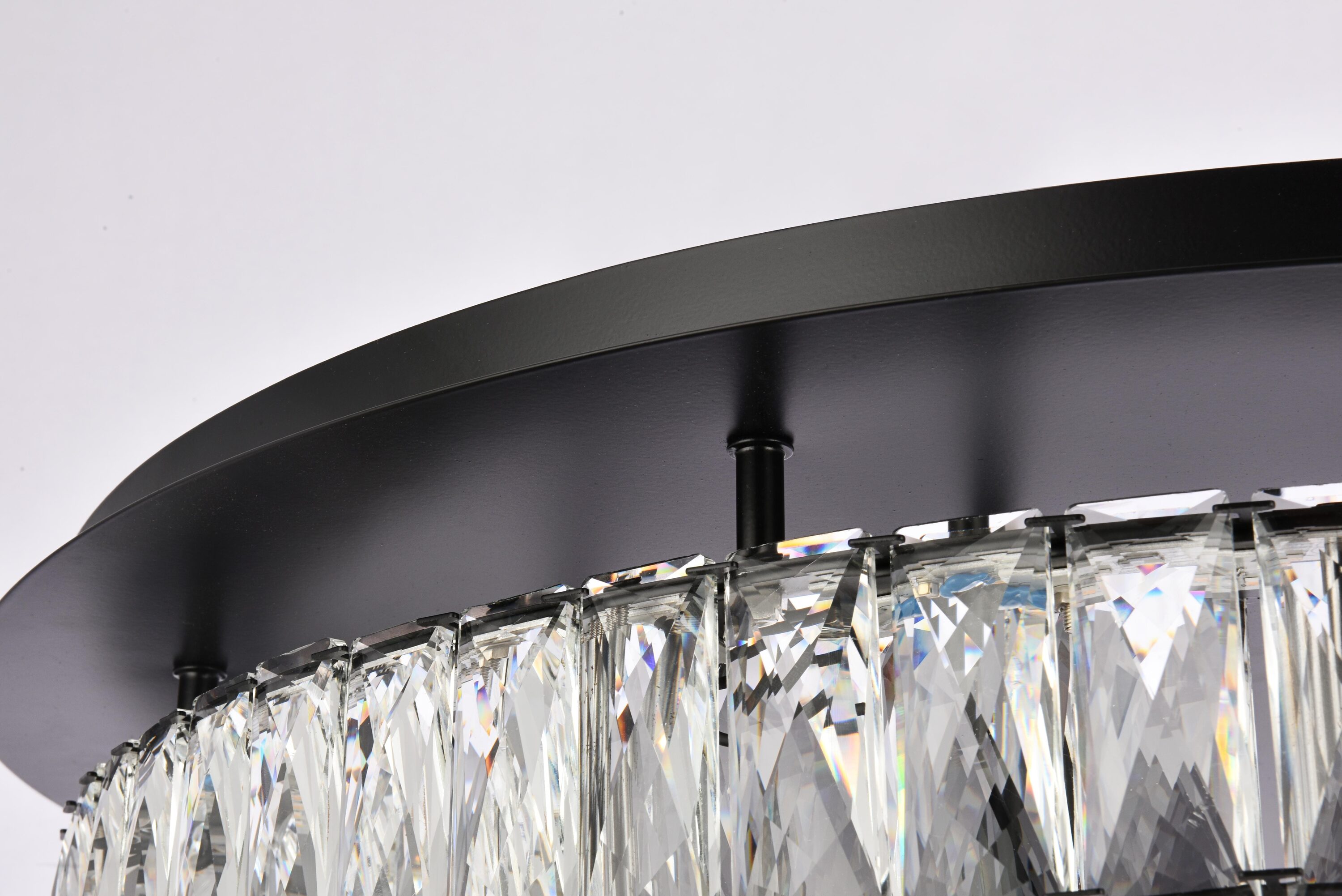 Monroe 30" Modern Black LED Flush Mount with Clear Crystals