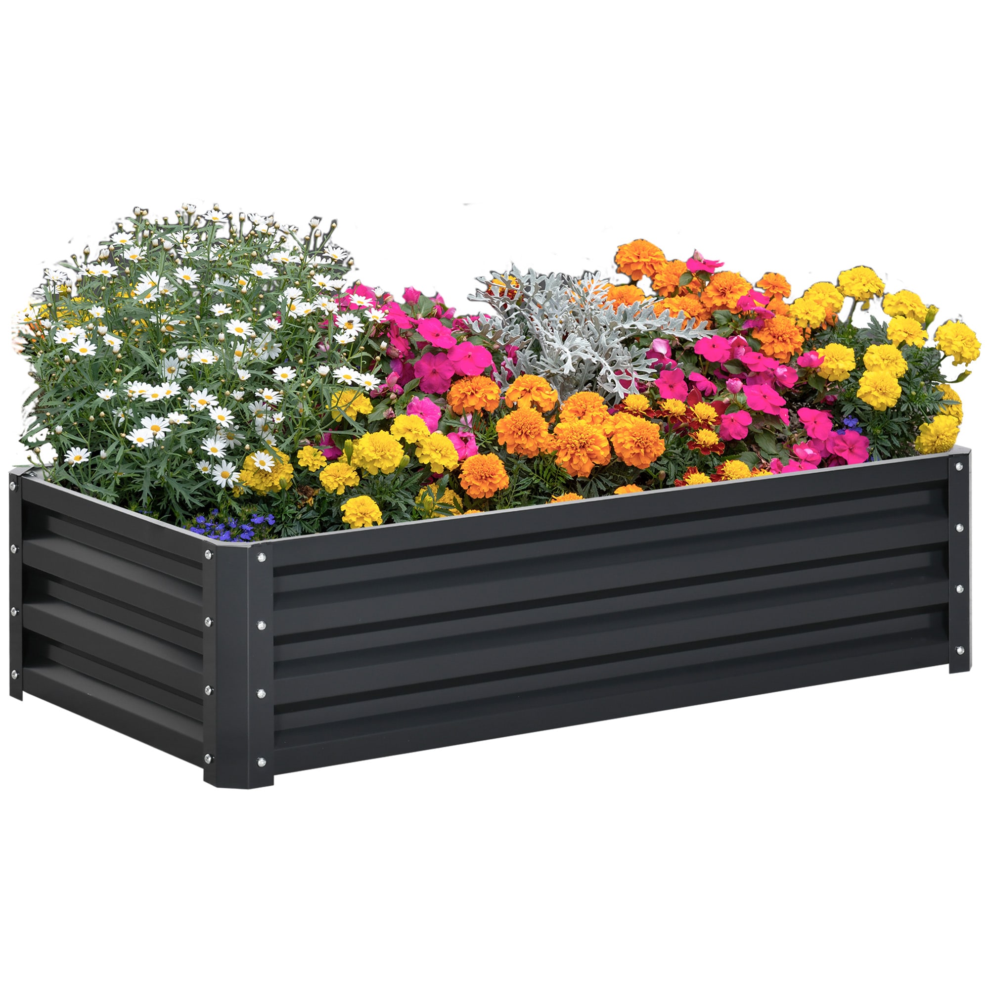 Damerin W244RA 7-cu ft 23.5-in W x 47.25-in L x 12-in H Gray Powder-coated steel Raised Garden Bed