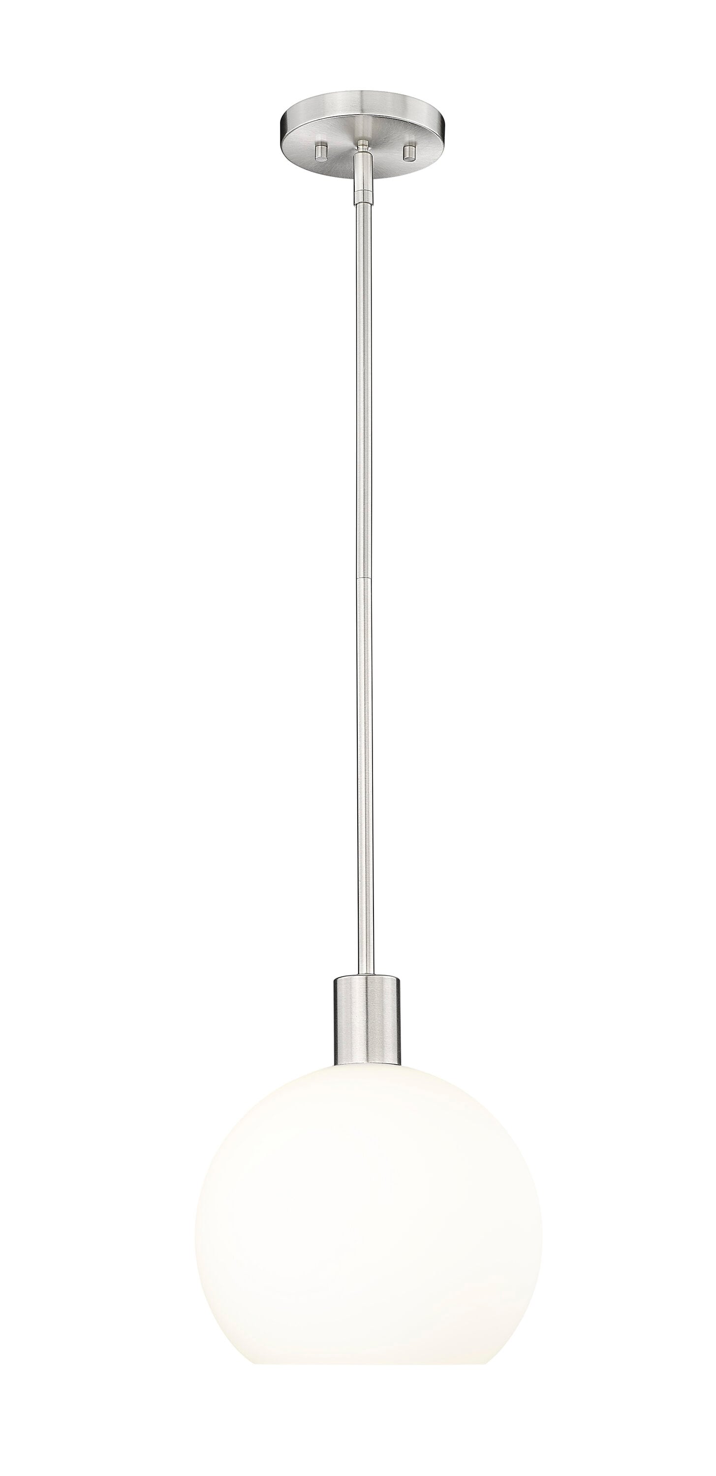 Brushed Nickel Globe Pendant with White Glass Shade