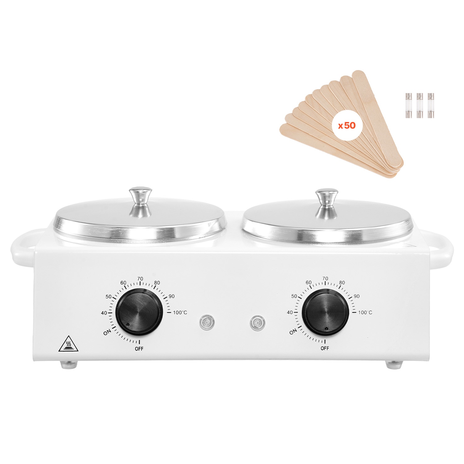 VEVOR Double Wax Warmer 1200ML Professional Dual Wax Warmer for Hair Removal 32  degrees Fahrenheit - 212 degrees Fahrenheit Adjustable Electric Waxing Heater Pot with 50PCS Waxing Sticks for Home Use Beauty Salon Spa