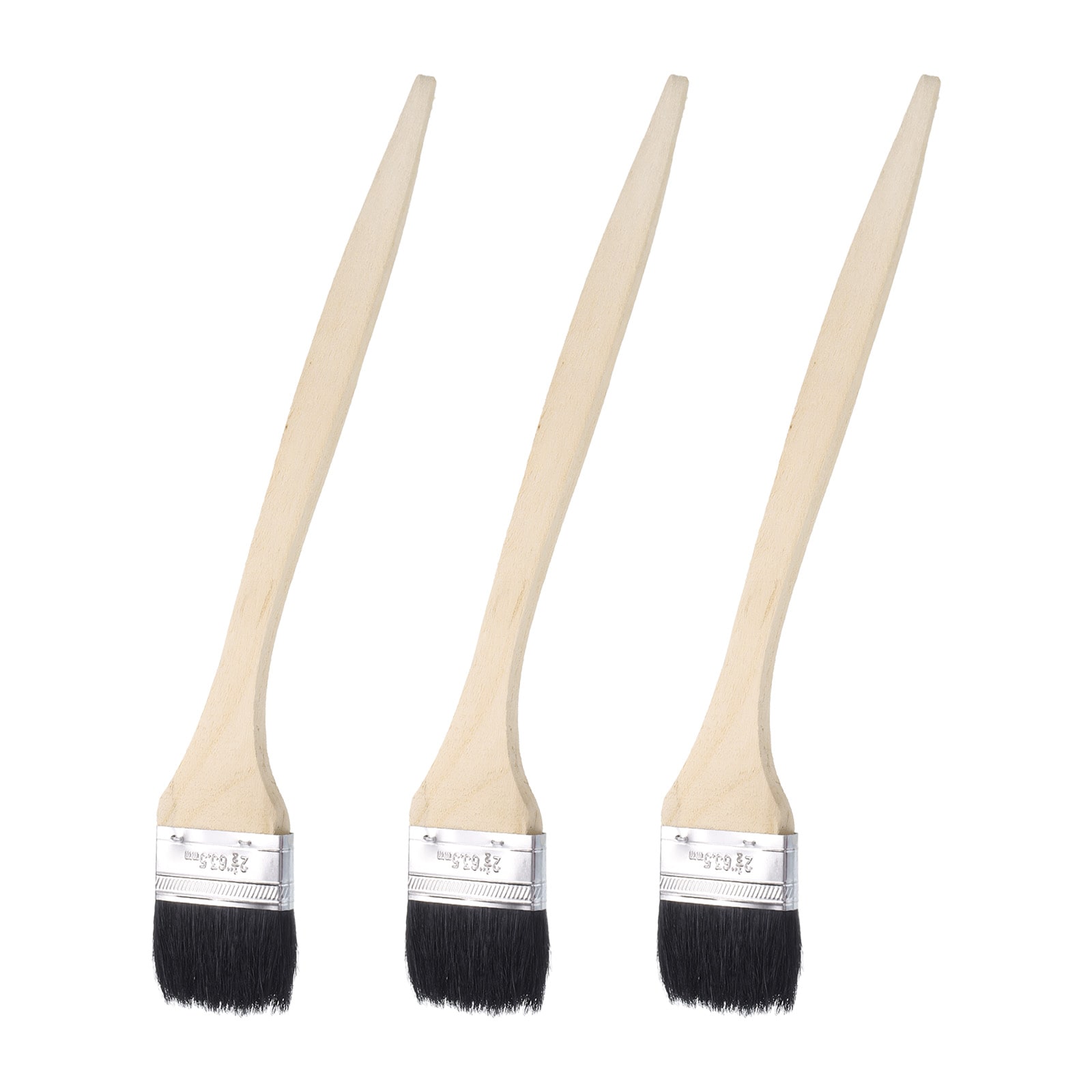 Unique Bargains 3pcs Bent Radiator Paint Brush 2.5 Inch Width Curved Wall Paint Soft Bristle Brushes with Long Wood Handle for Painting DIY Wall Treatment
