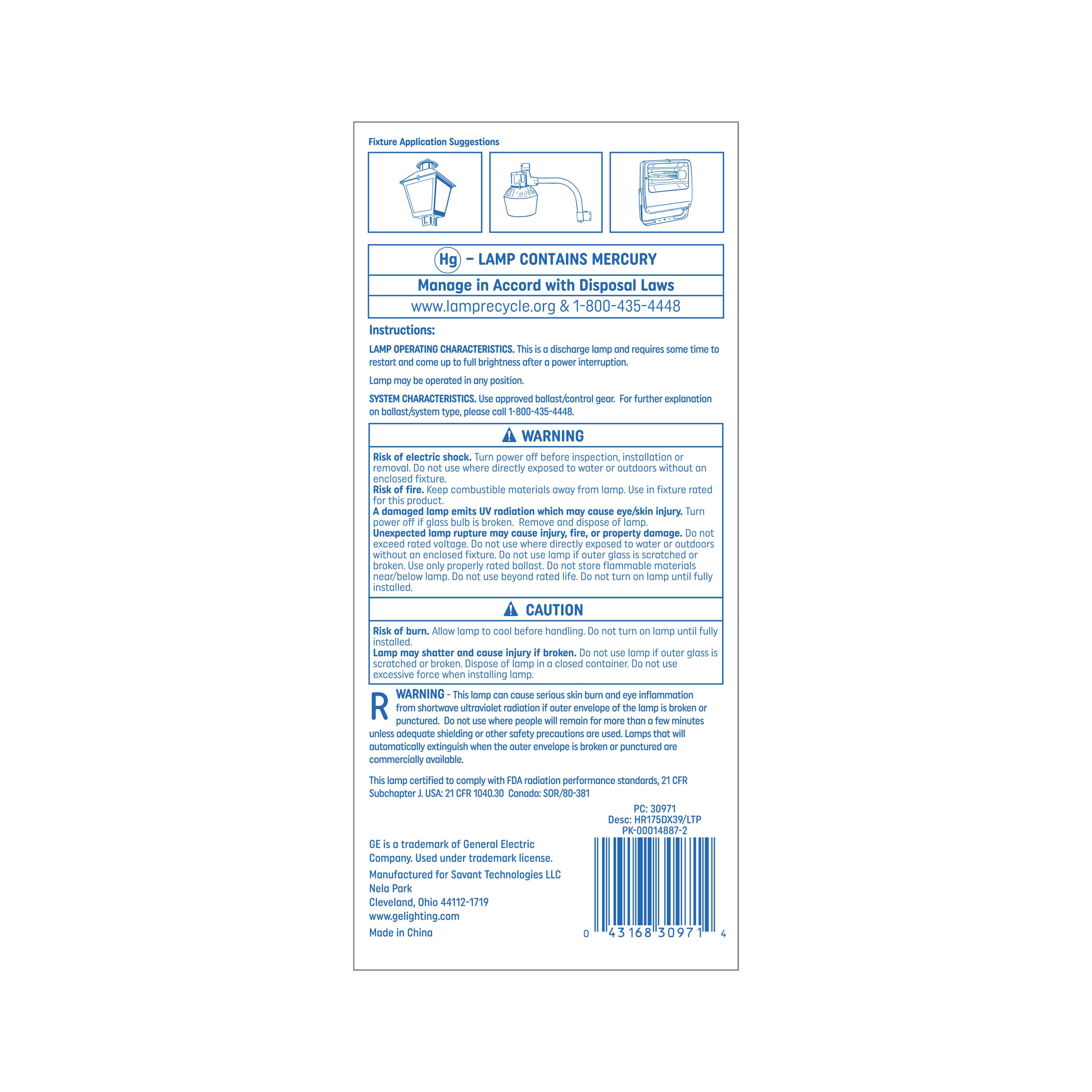 GE 175-Watt EQ ED28 Bright White Mogul Base (e-39) Mercury Vapor ...