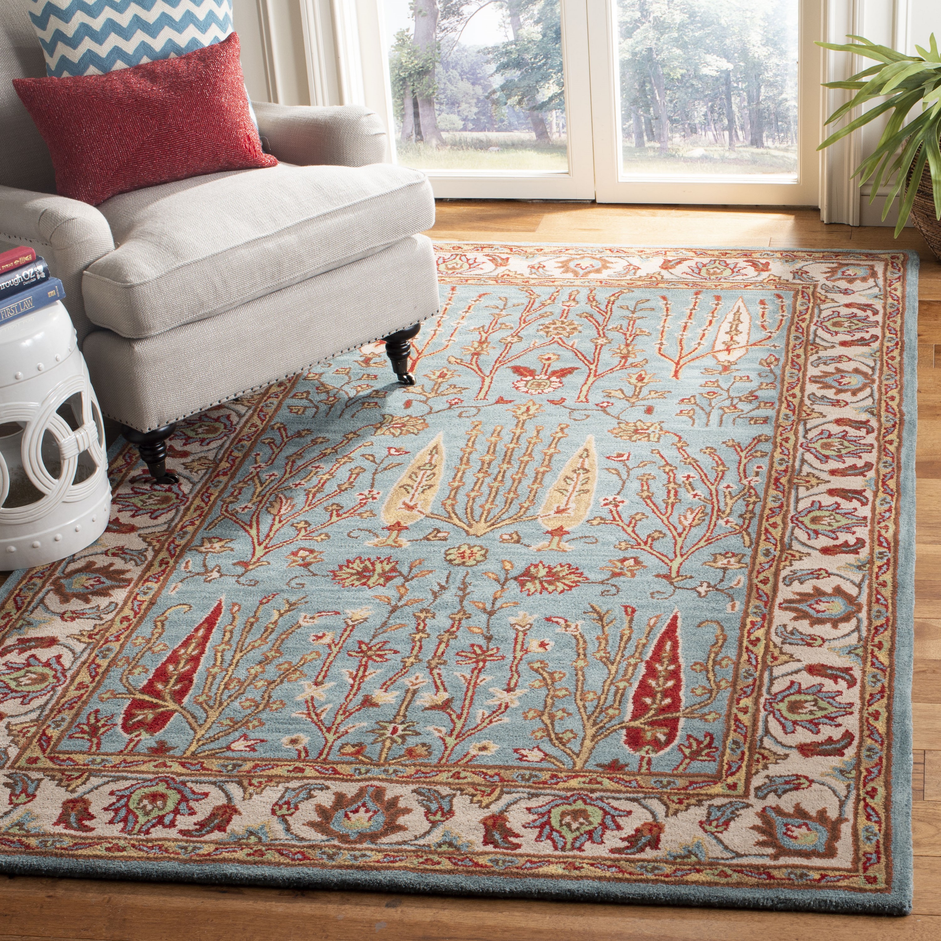 Handmade Blue Wool 9' x 12' Tufted Area Rug