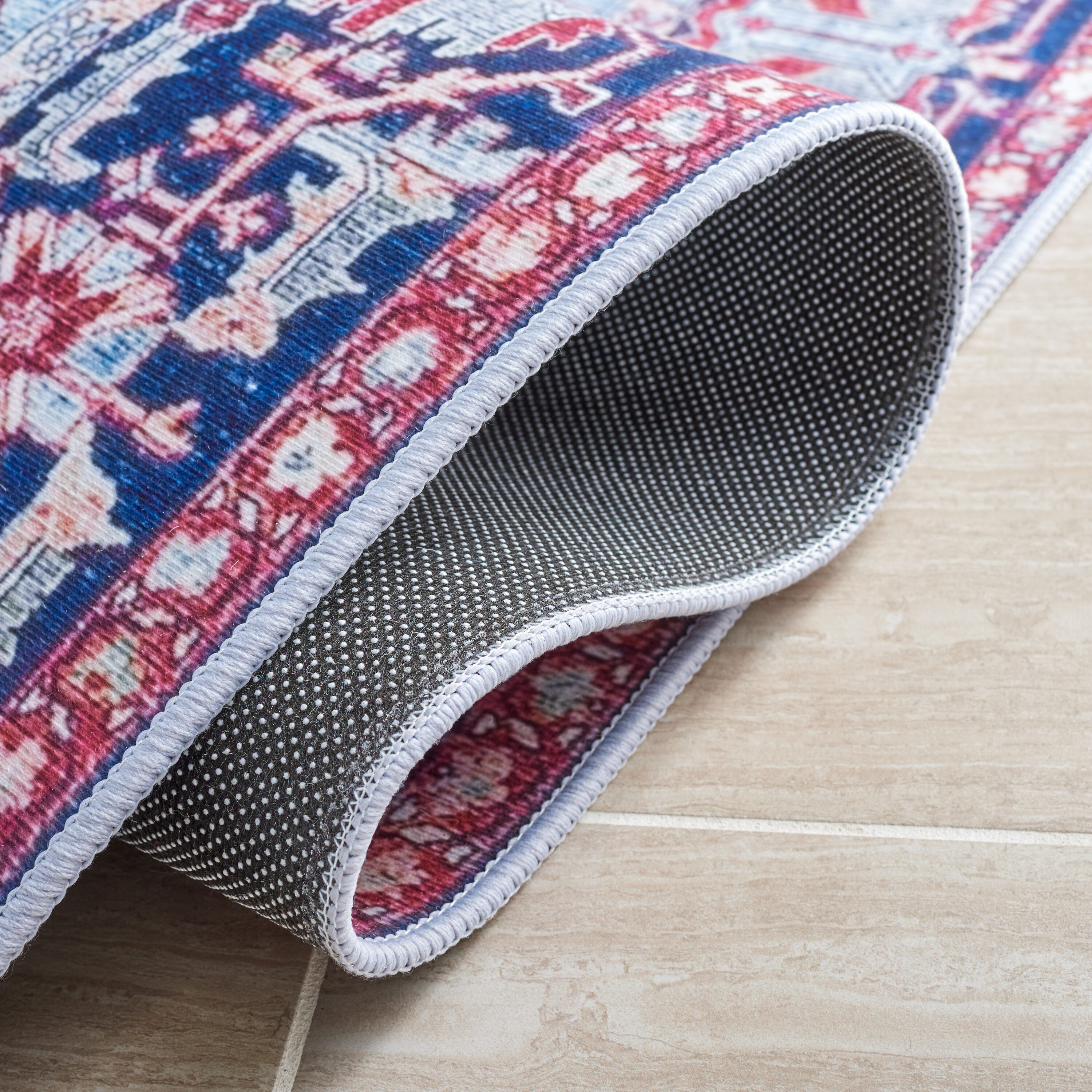 Tucson Elegant Red Synthetic 30" Washable Runner Rug